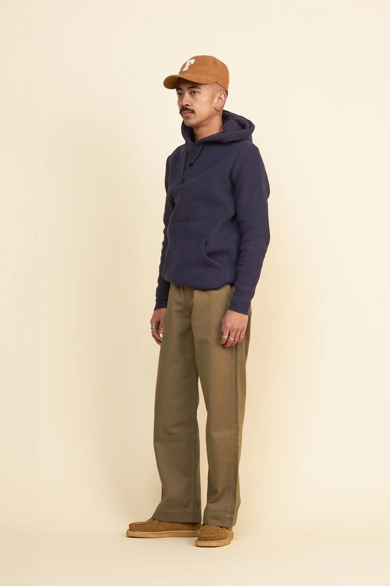 Addict Clothes ACVM Waffle Cotton Knit Hoodie - Ink Blue - Image 4