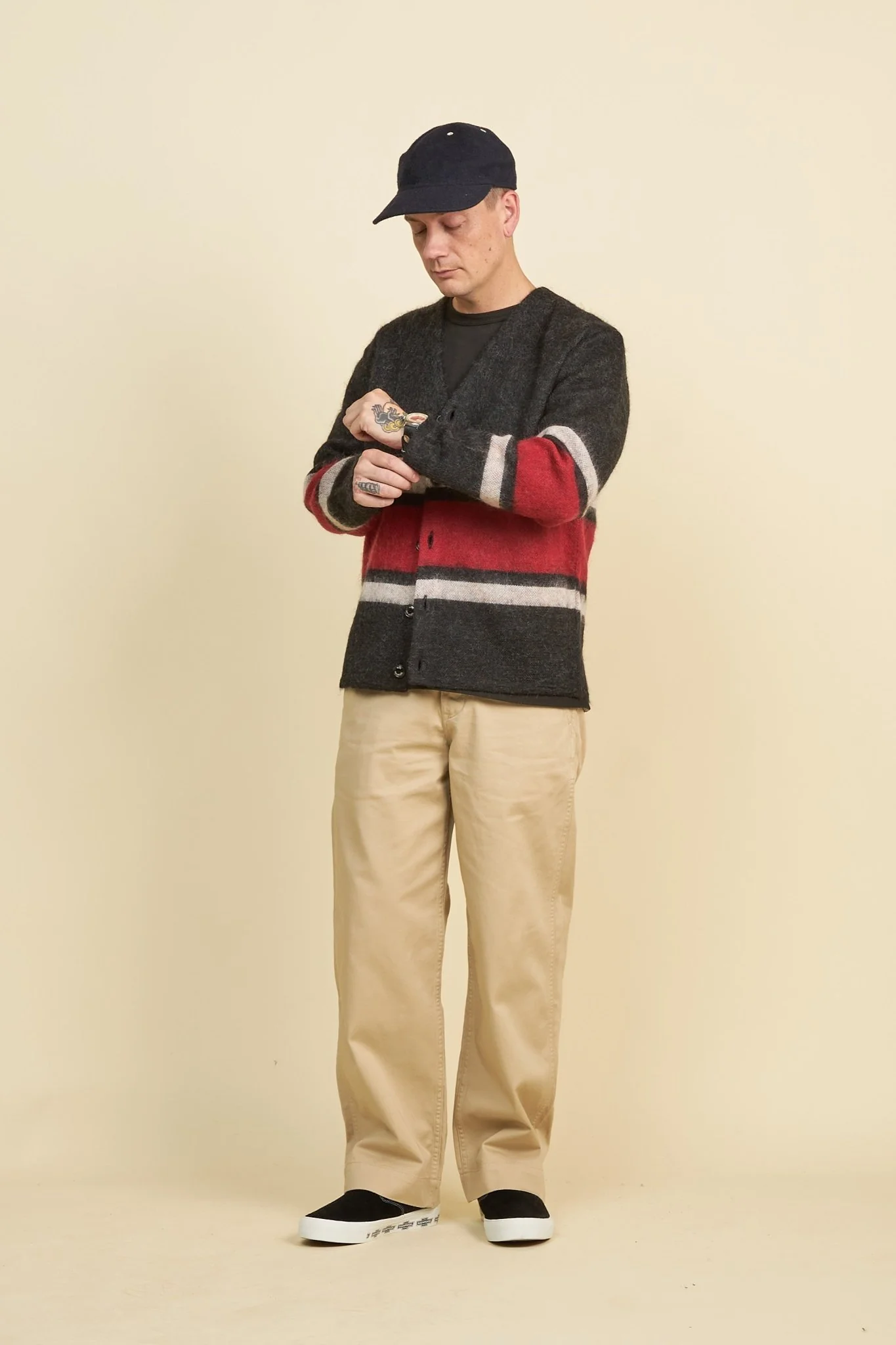 Rats Border Mohair Knit Cardigan - Black - Image 4