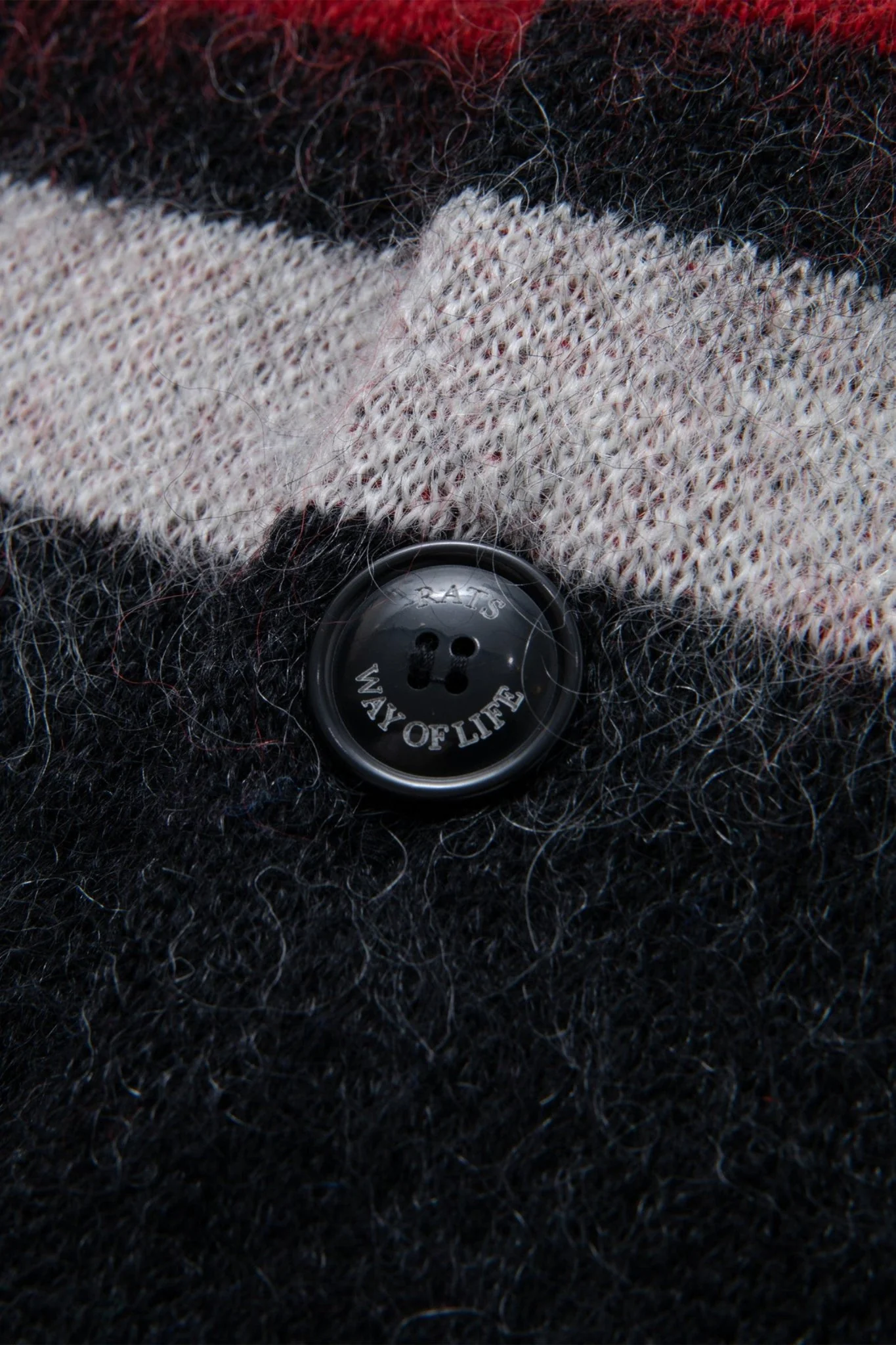 Rats Border Mohair Knit Cardigan - Black - Image 5