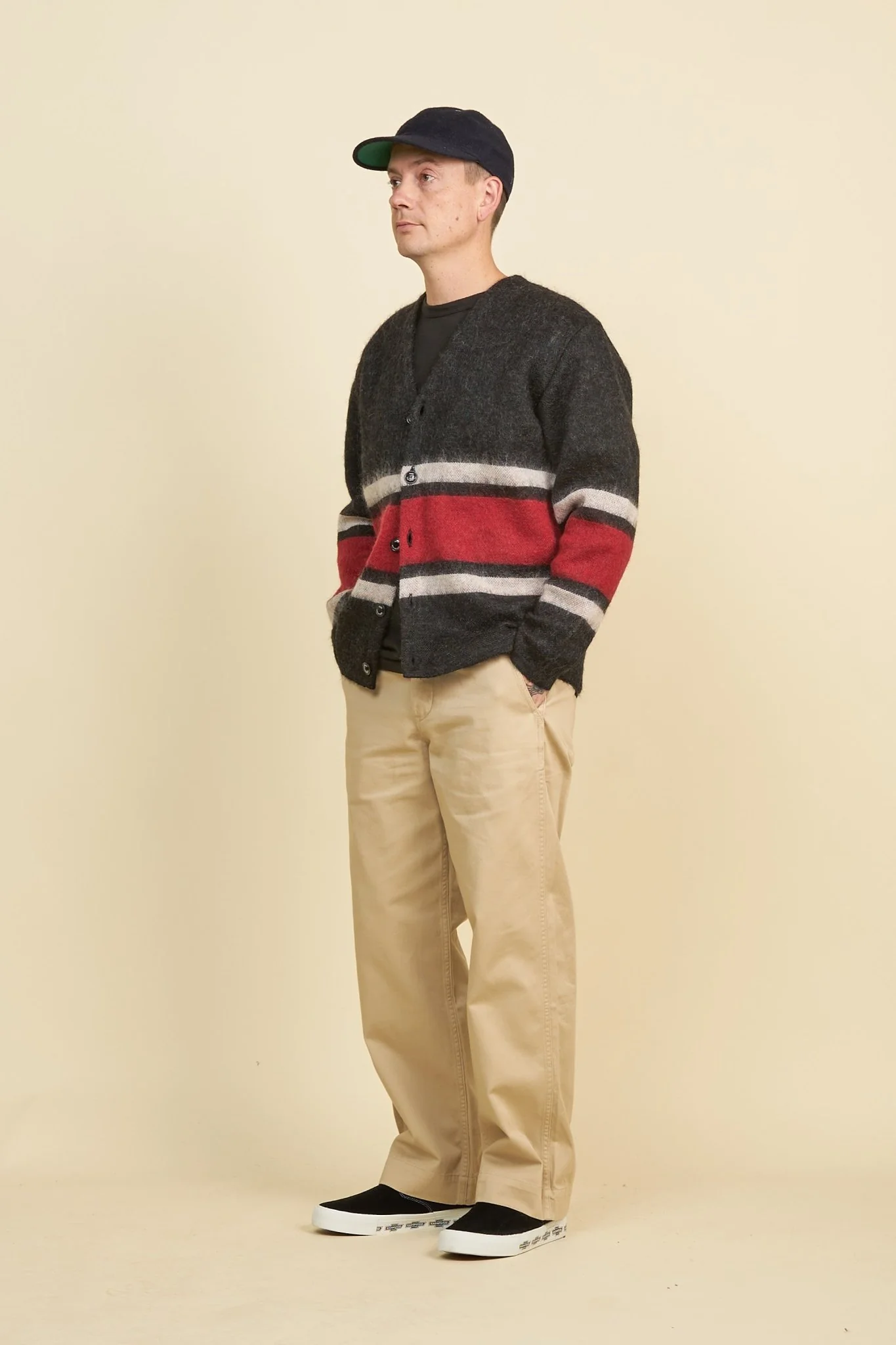 Rats Border Mohair Knit Cardigan - Black - Image 6