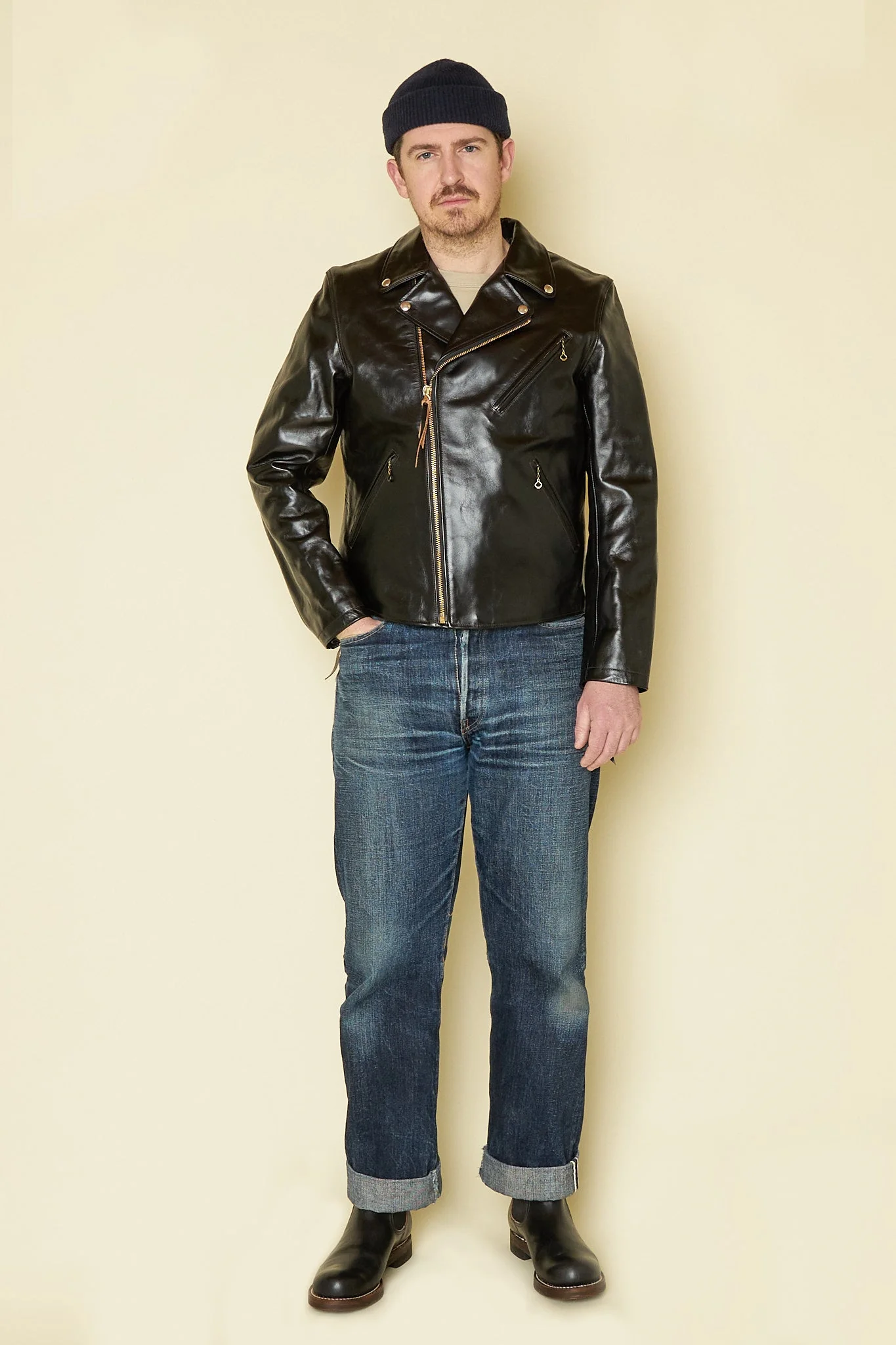 Double Helix 'Deviant' Horsehide Leather Jacket - Black - Image 2