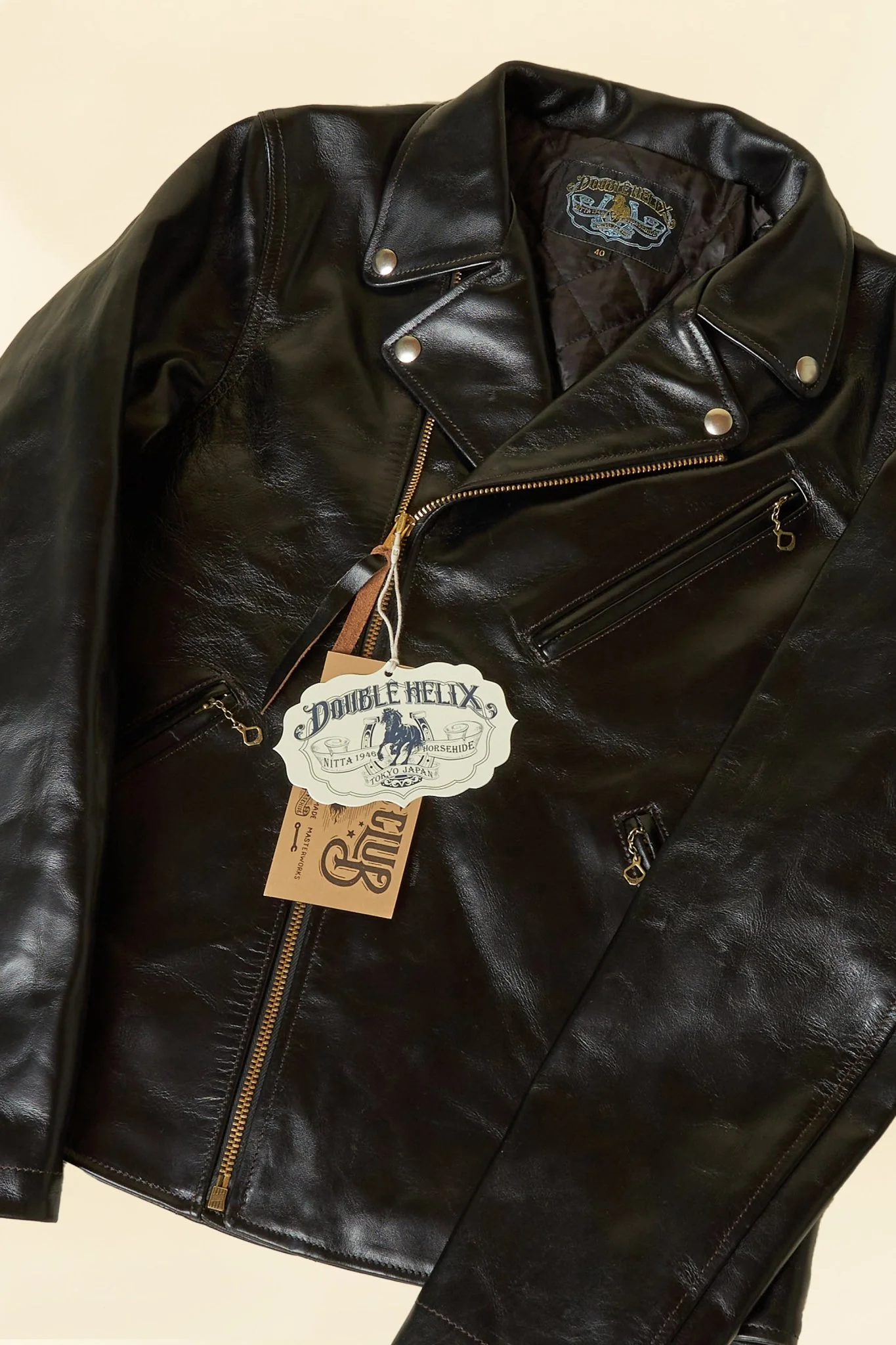Double Helix 'Deviant' Horsehide Leather Jacket - Black - Image 3