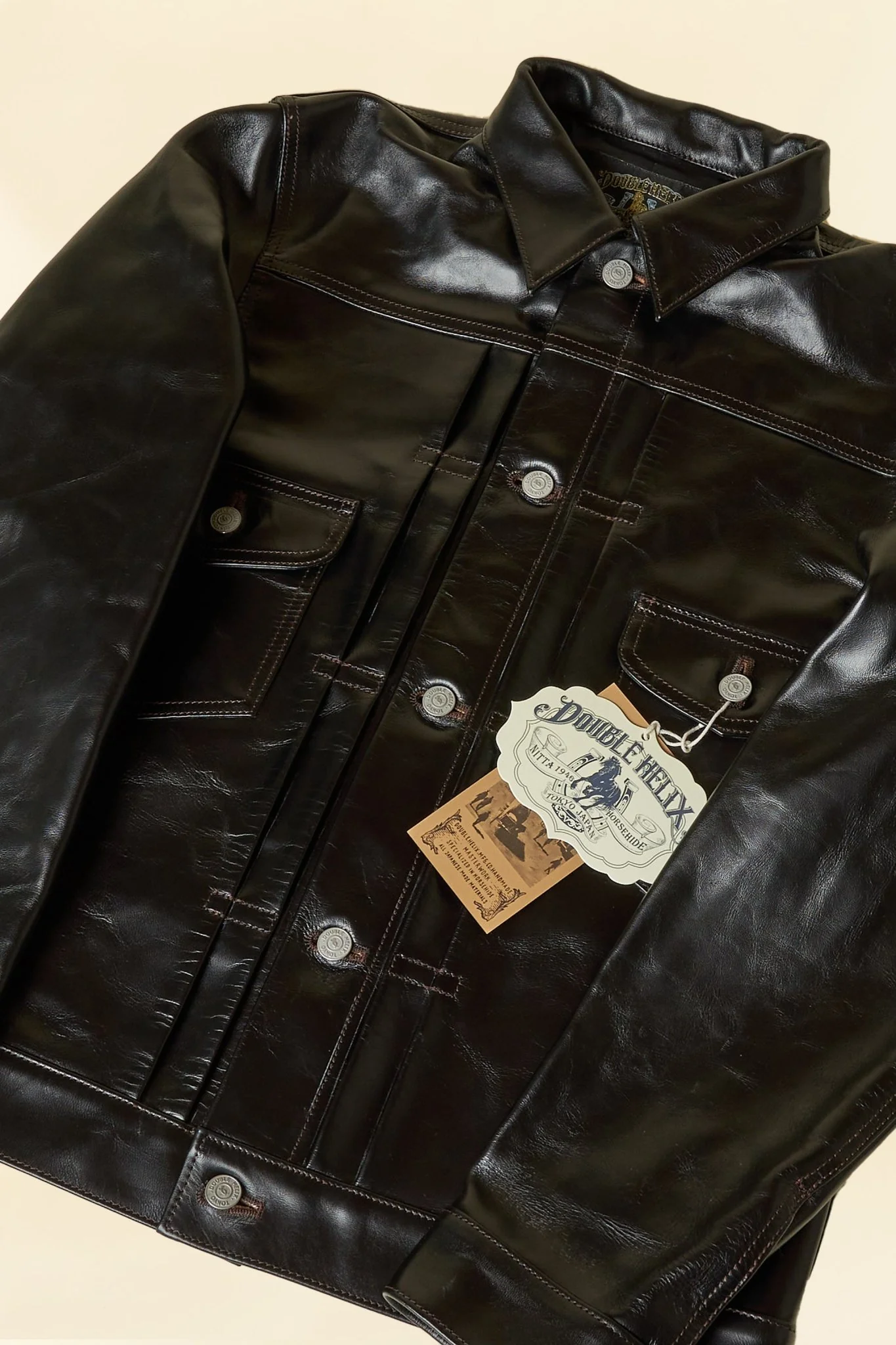 Double Helix 'Gold Digger' Type 2 Horsehide Leather Jacket - Black - Image 3