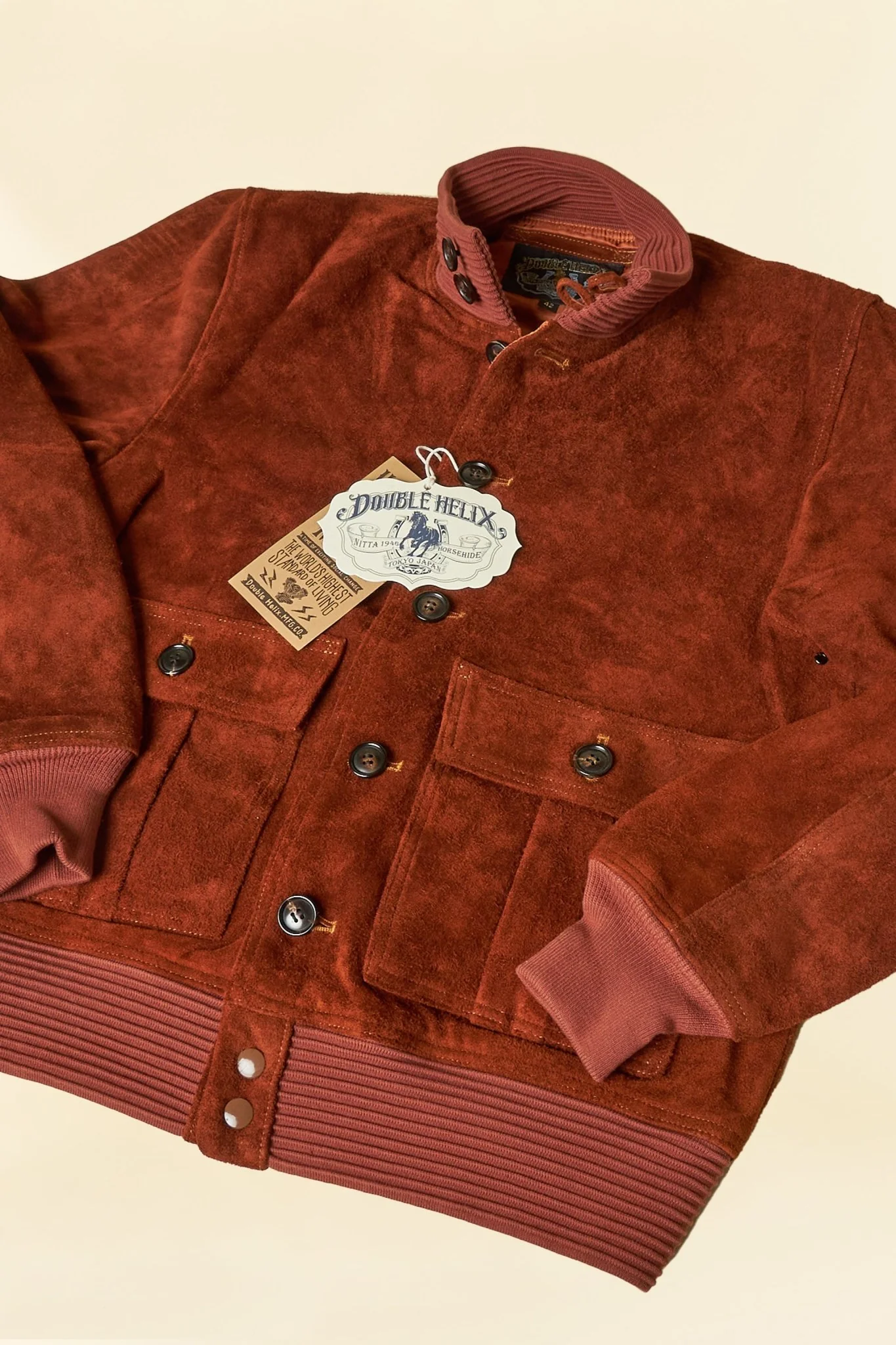 Double Helix 'Huntsman' Horsehide Suede Jacket - Brown - Image 3