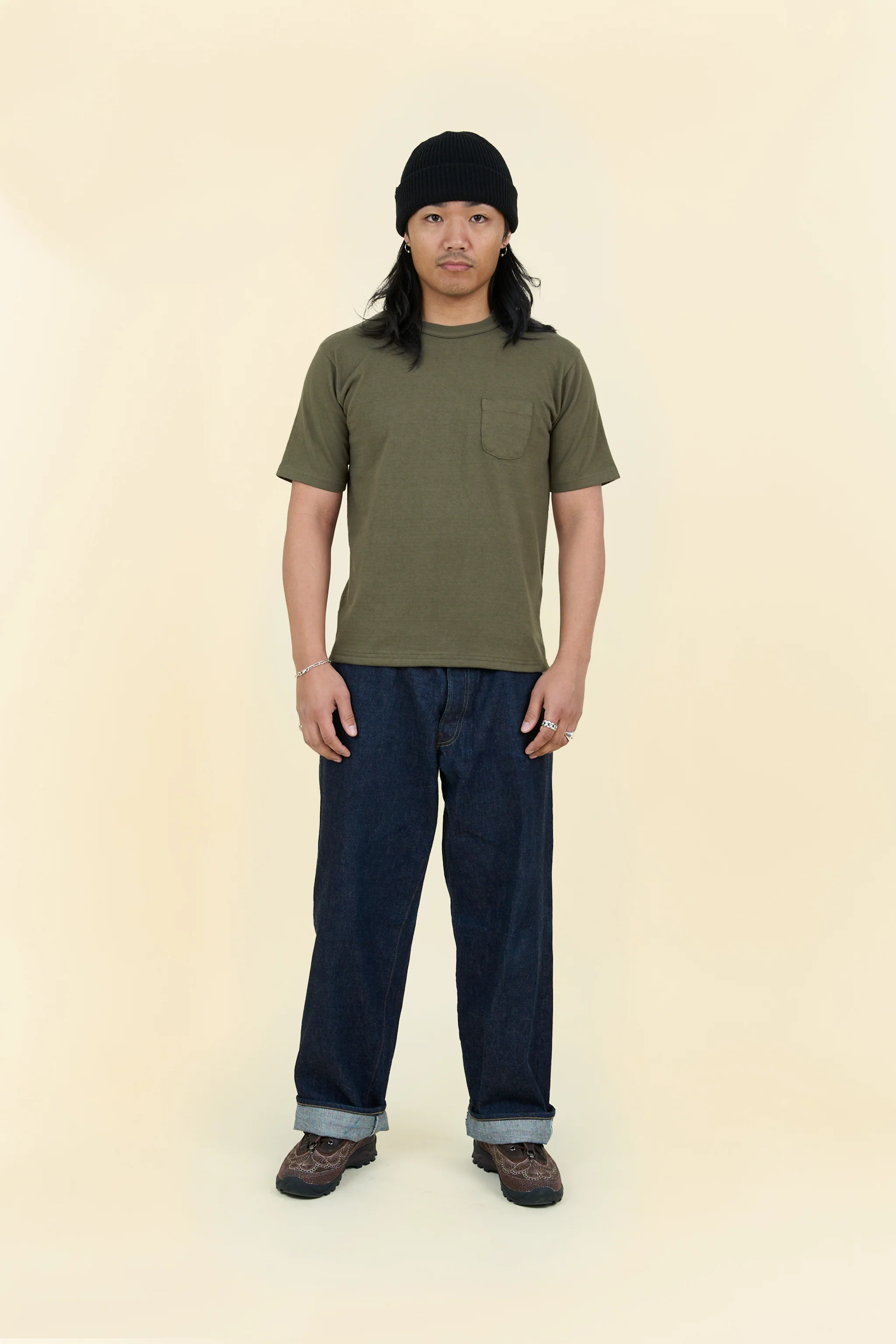 Godspeed Heavyweight Loopwheel 10oz Pocket T-Shirt - Olive - Image 2