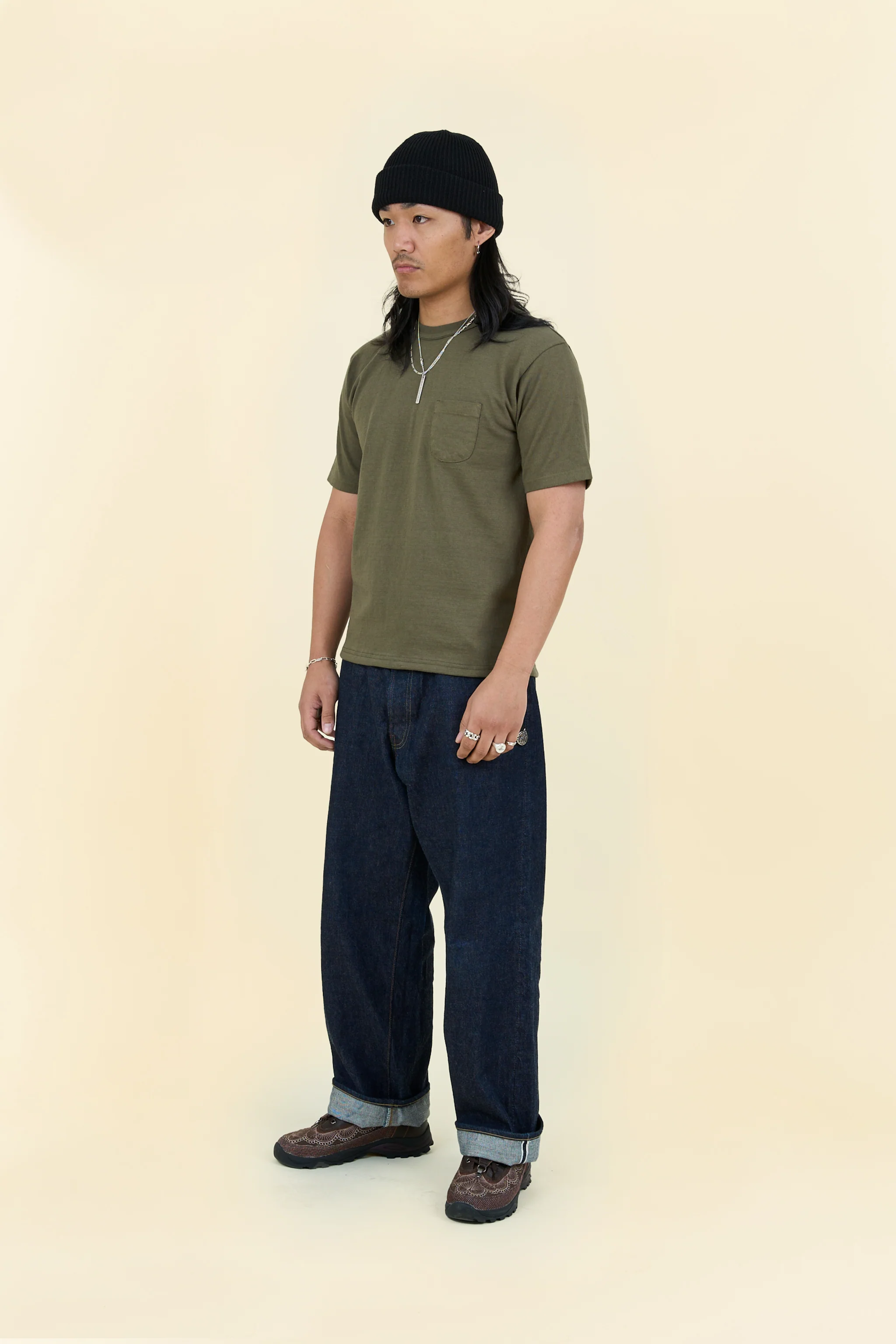 Godspeed Heavyweight Loopwheel 10oz Pocket T-Shirt - Olive - Image 4