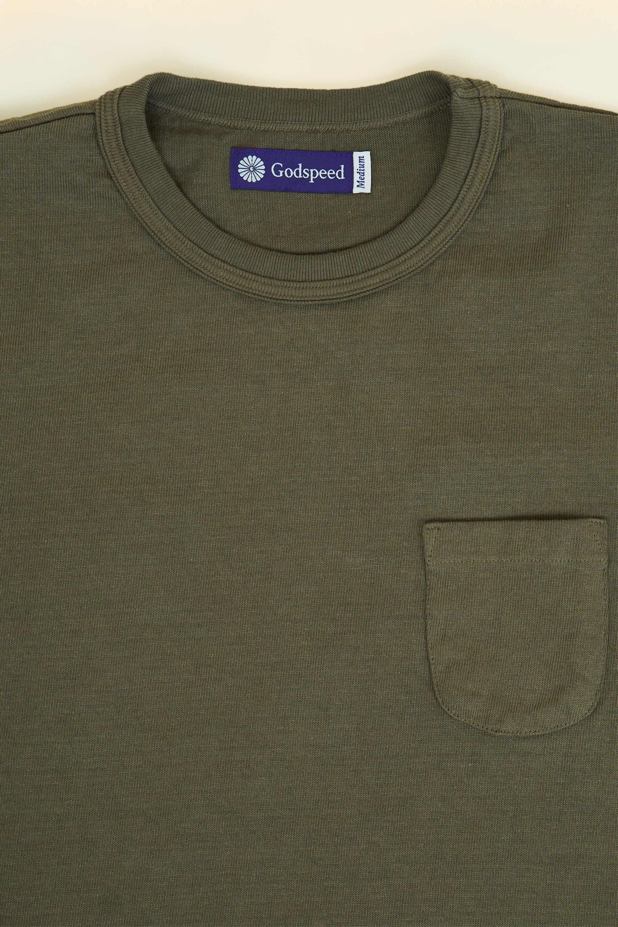 Godspeed Heavyweight Loopwheel 10oz Pocket T-Shirt - Olive - Image 5