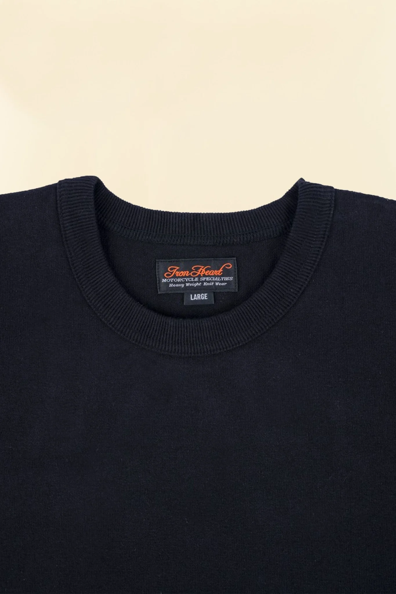Iron Heart 11oz Cotton Knit Crew Neck T-Shirt - Black - Image 3