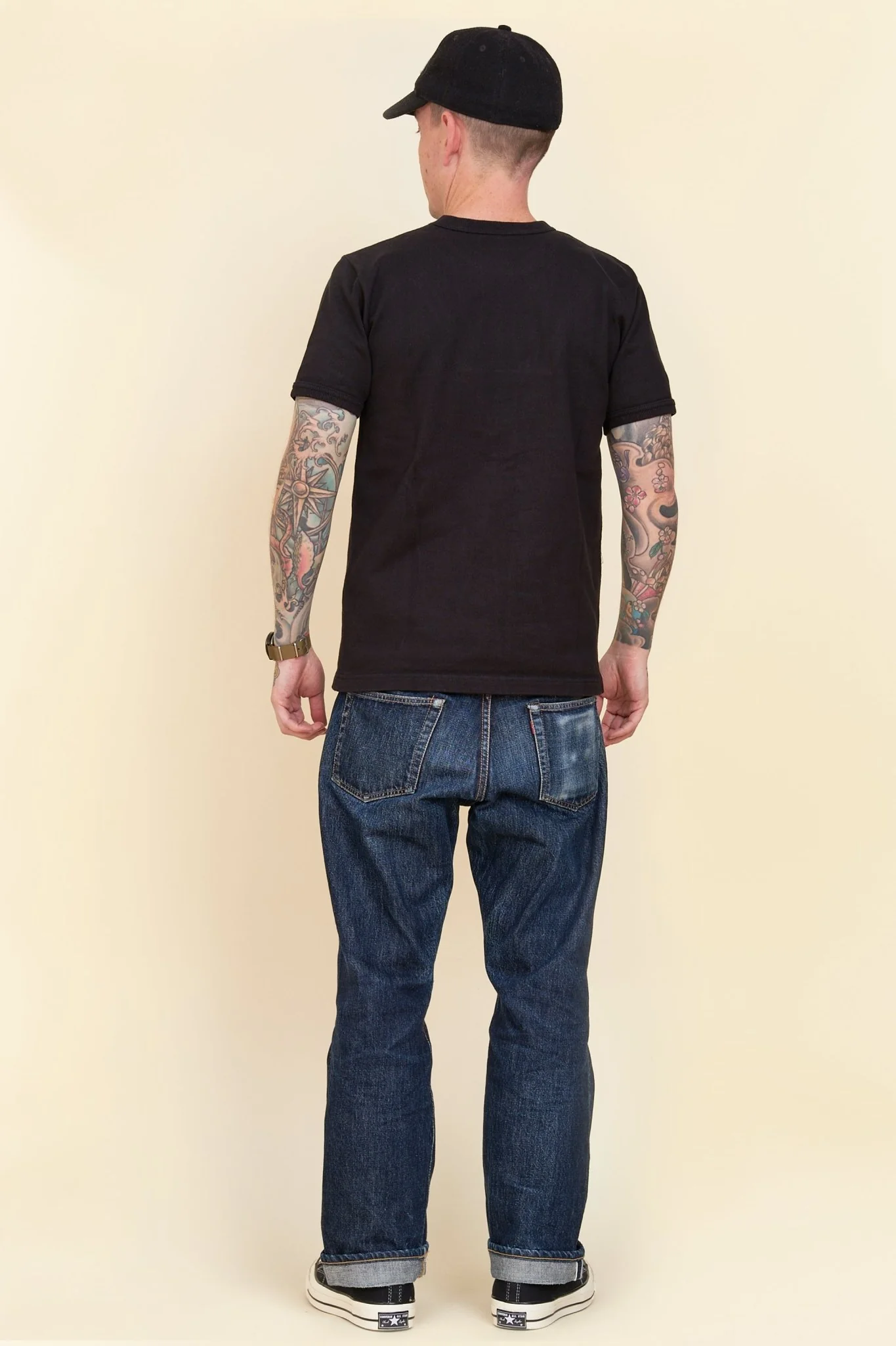 Iron Heart 11oz Cotton Knit Crew Neck T-Shirt - Black - Image 6