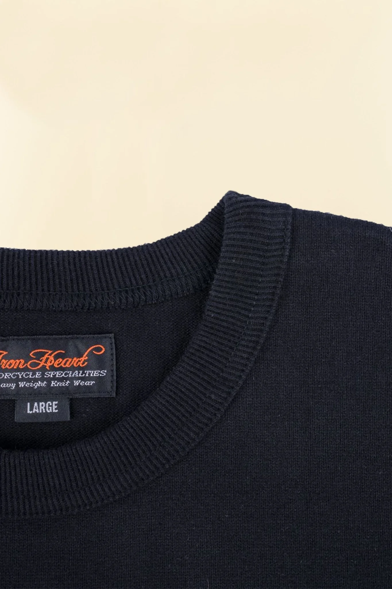 Iron Heart 11oz Cotton Knit Crew Neck T-Shirt - Black - Image 7