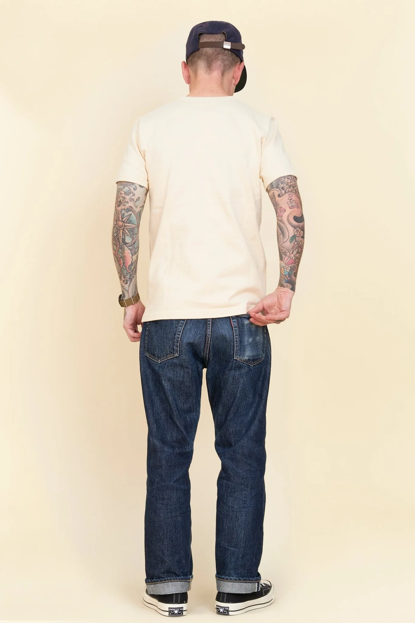 Iron Heart 11oz Cotton Knit Crew Neck T-Shirt - Cream - Image 6