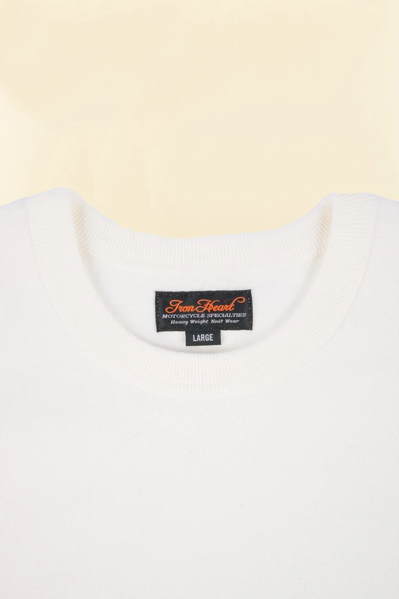 Iron Heart 11oz Cotton Knit Crew Neck T-Shirt - White - Image 3