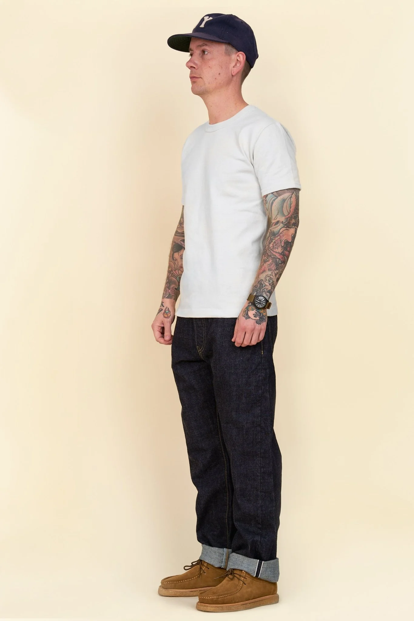 Iron Heart 11oz Cotton Knit Crew Neck T-Shirt - White - Image 4
