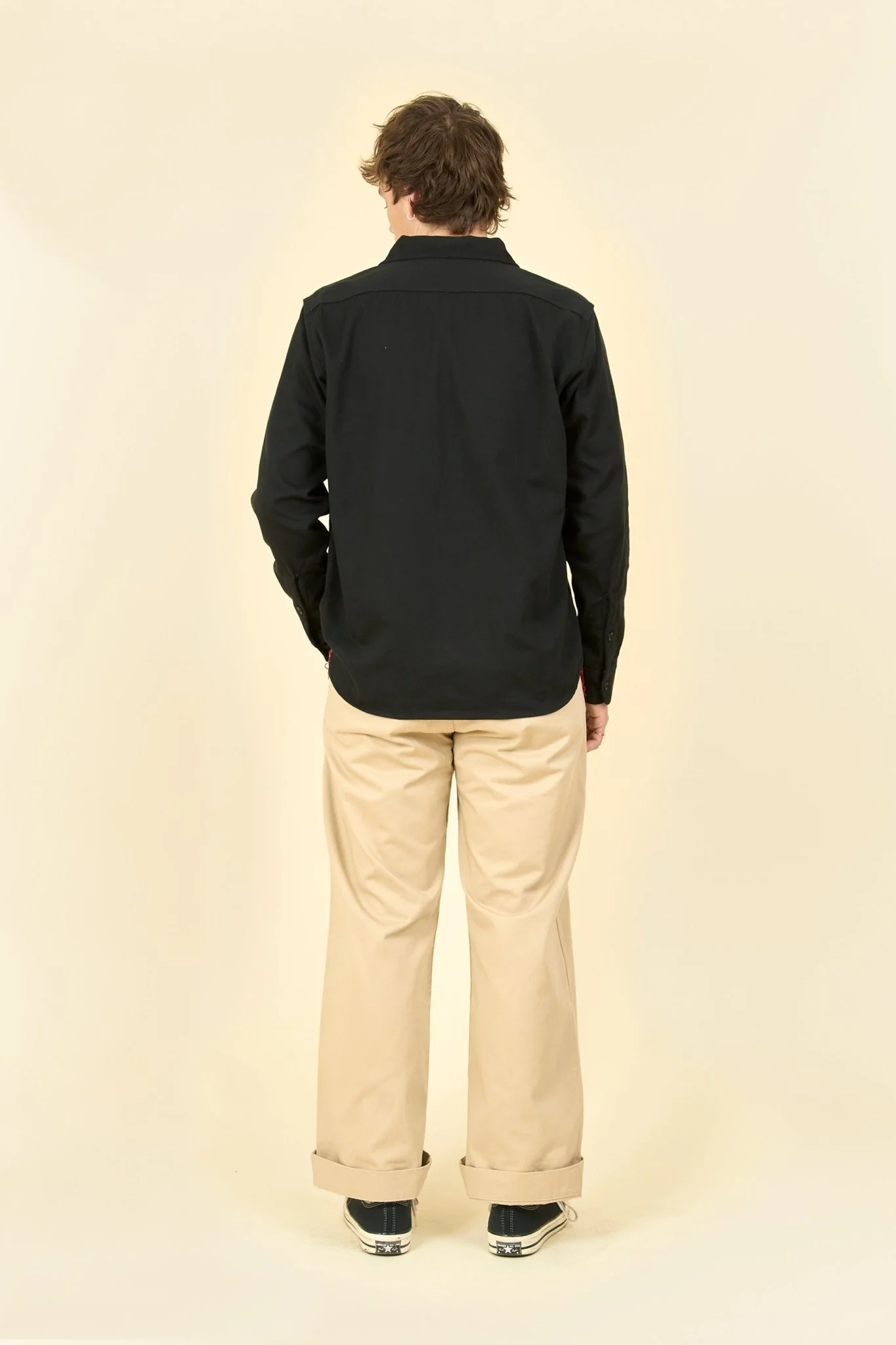 Iron Heart 9oz Cotton Linen Work Shirt - Black - Image 3