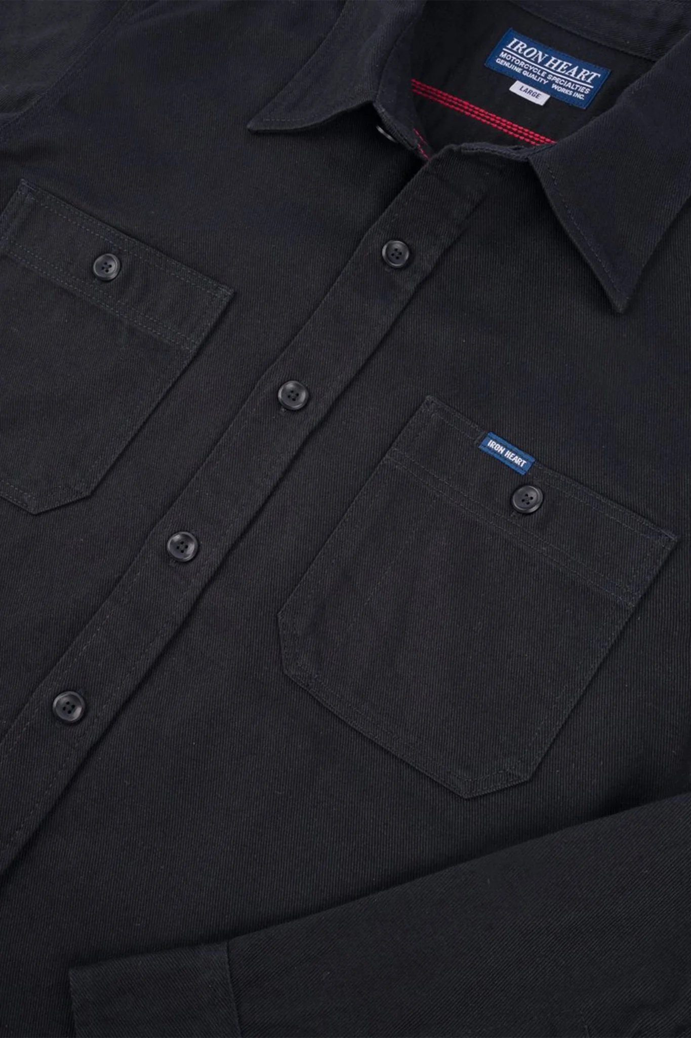 Iron Heart 9oz Cotton Linen Work Shirt - Black - Image 6