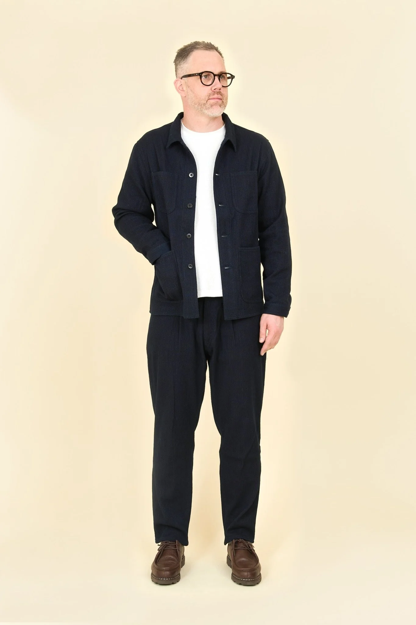 Japan Blue 11oz Sashiko Wide Tapered Pants - Indigo - Image 2