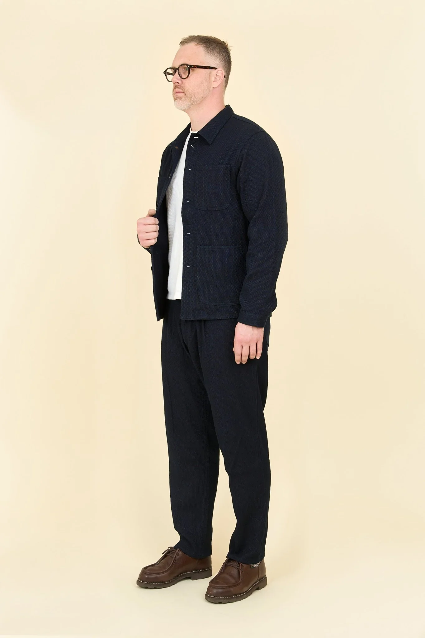 Japan Blue 11oz Sashiko Wide Tapered Pants - Indigo - Image 3