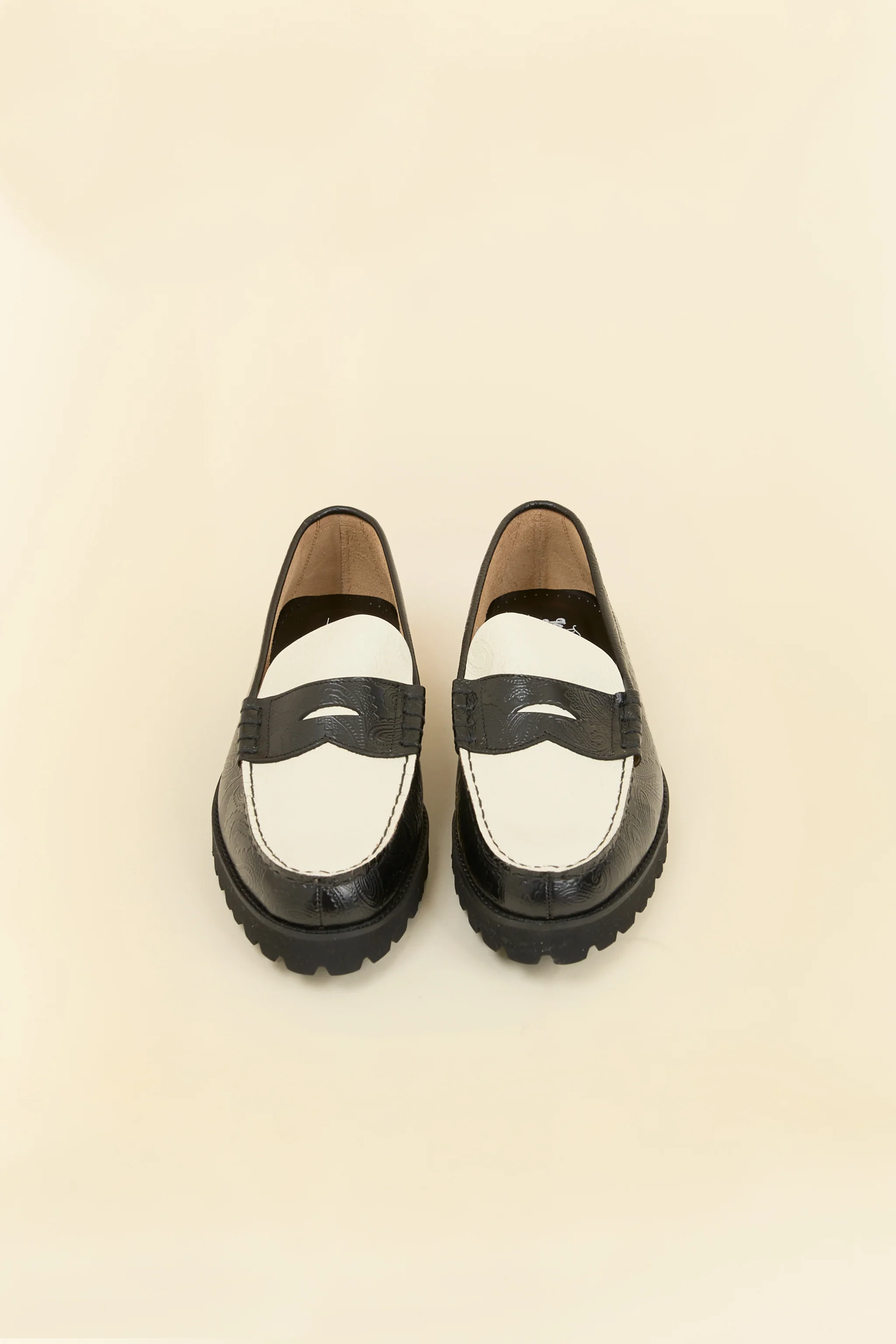Kenford Shoes Tank Sole Loafer - Black/White Paisley - Image 4