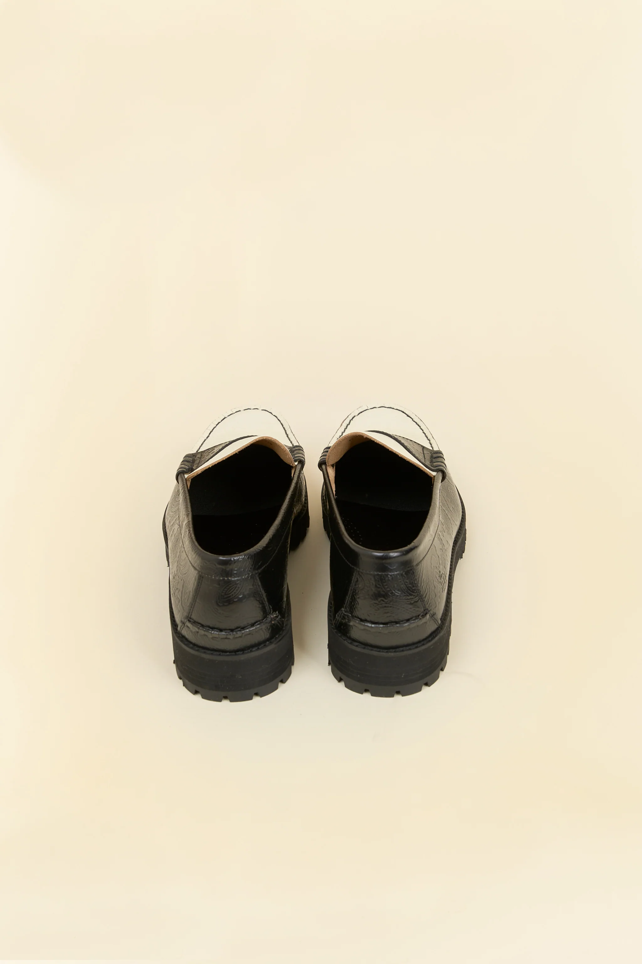 Kenford Shoes Tank Sole Loafer - Black/White Paisley - Image 5