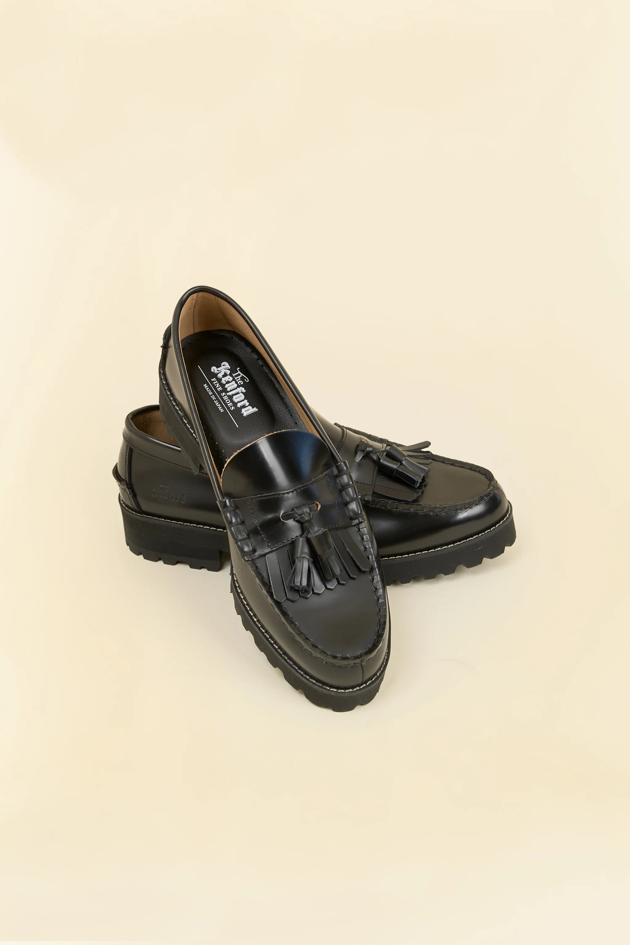 Kenford Shoes Tank Sole Quilt Tassel Loafer - Black - Image 3