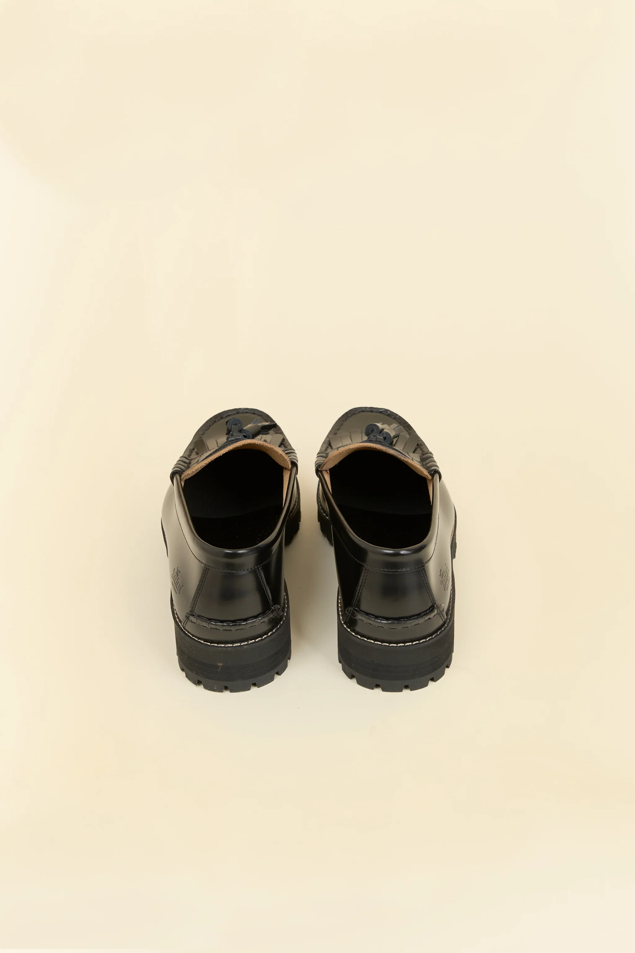 Kenford Shoes Tank Sole Quilt Tassel Loafer - Black - Image 5