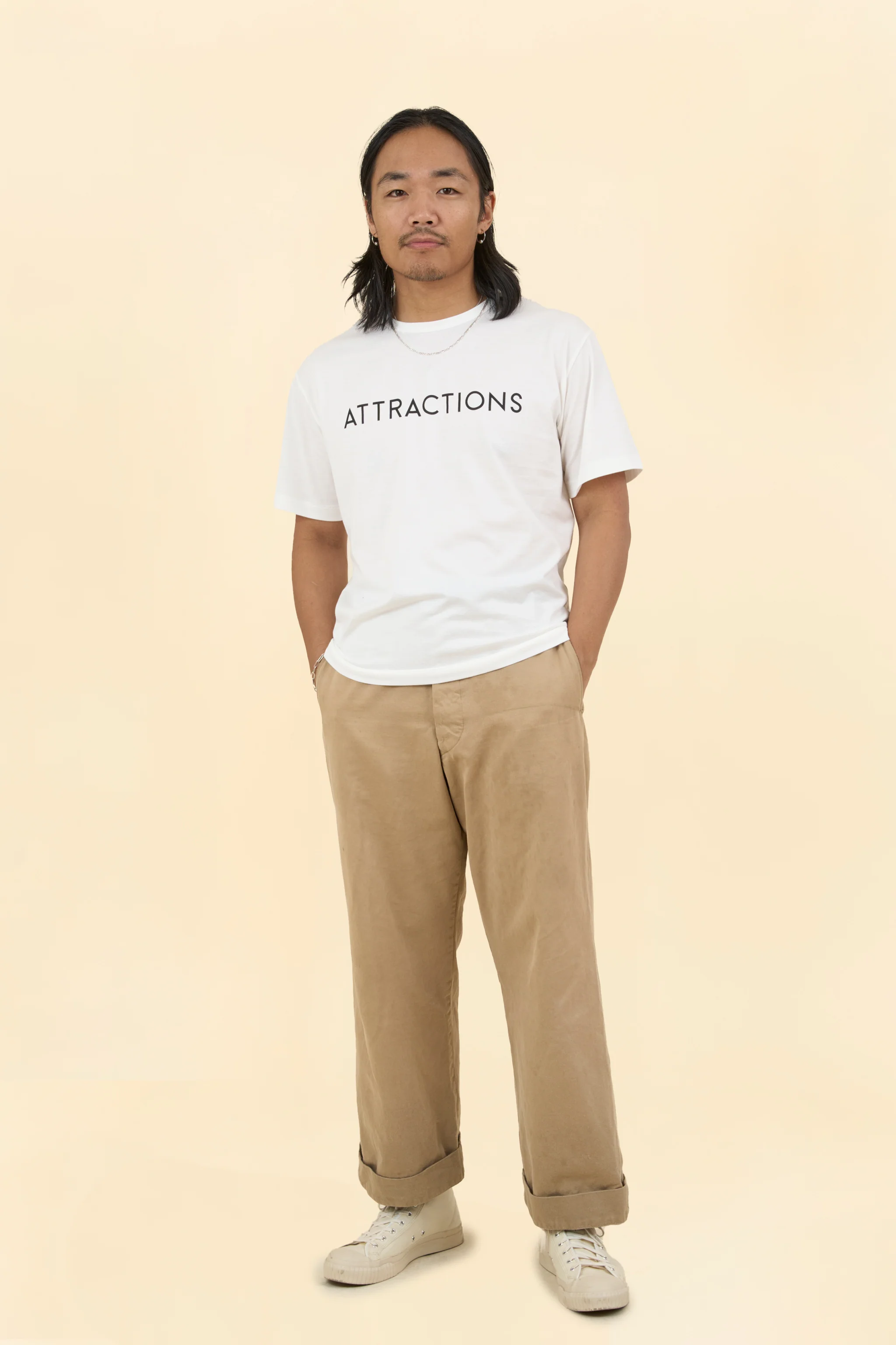 Wearmasters Lot.791 ATTRACTIONS Logo Tee -White - Image 2