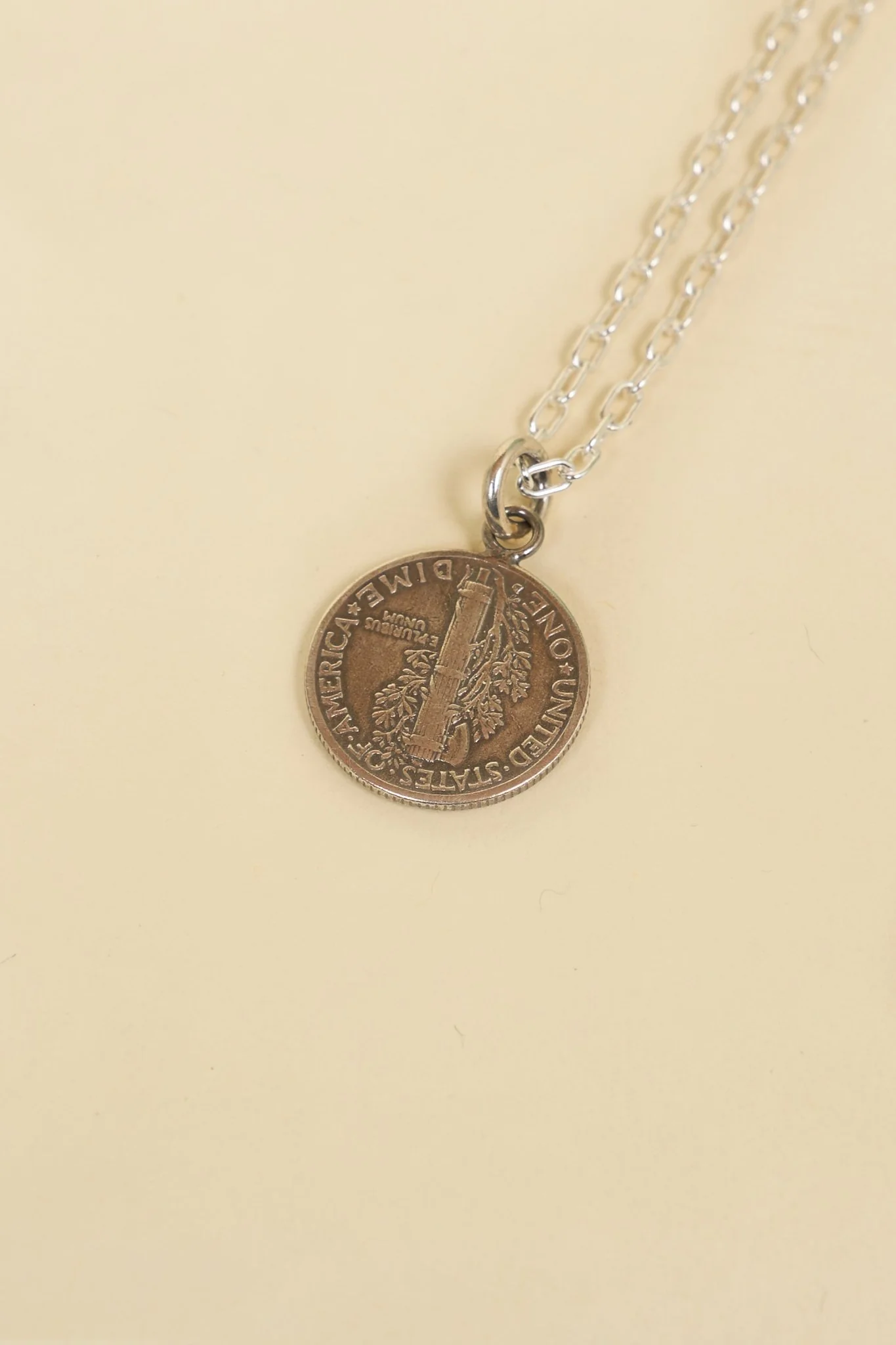 Button Works Mercury Dime Coin Necklace - Brass - Image 3