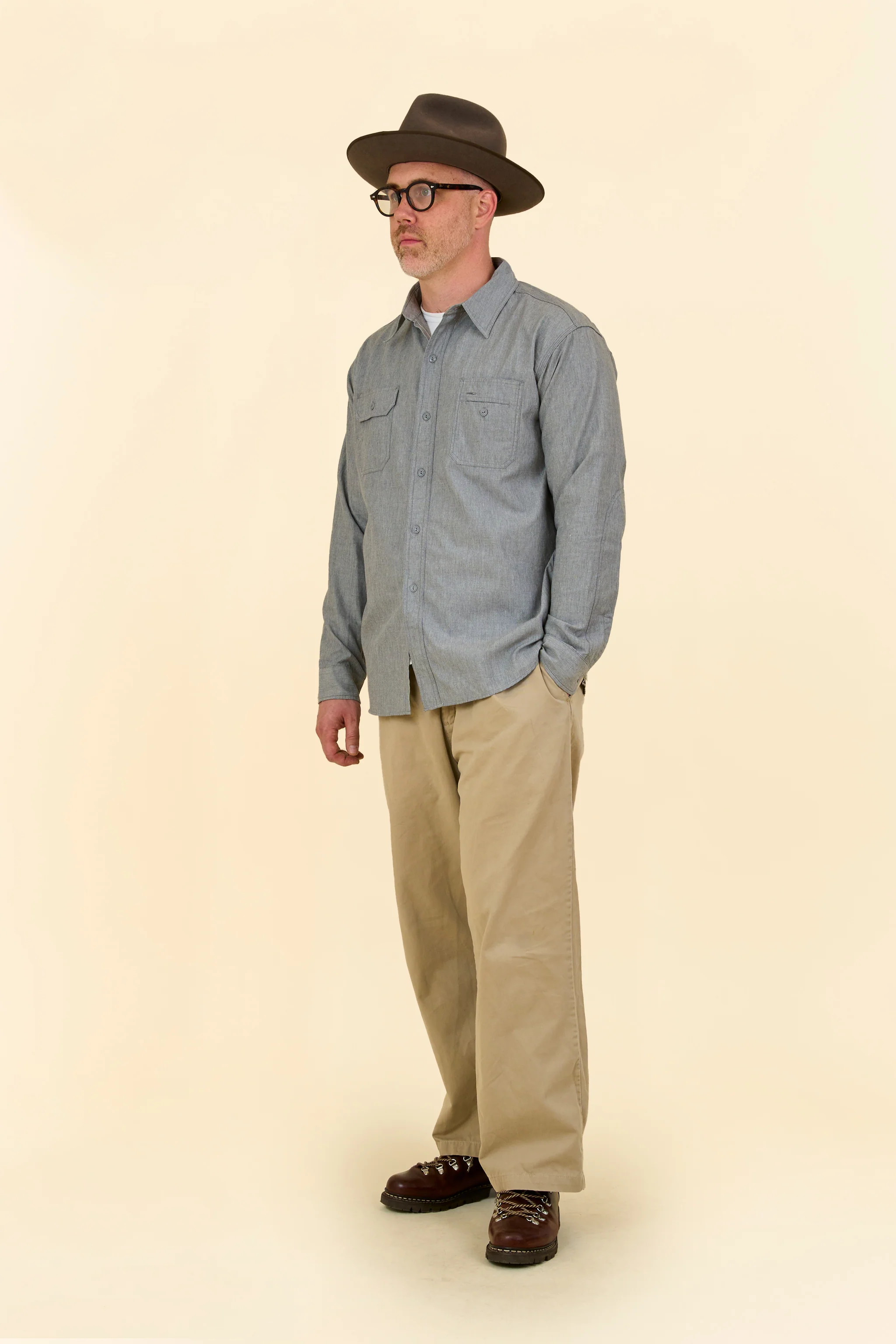 Pherrow's 60s Work Shirt - Grey - Image 4