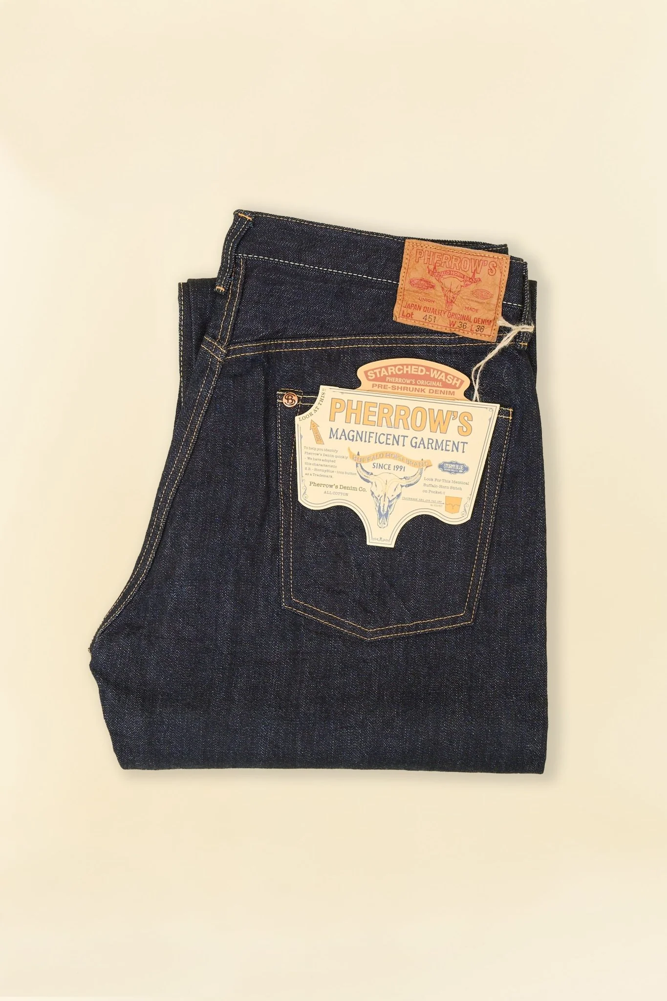 Pherrow's 451SW Wide Straight Selvedge Denim - 13.5oz