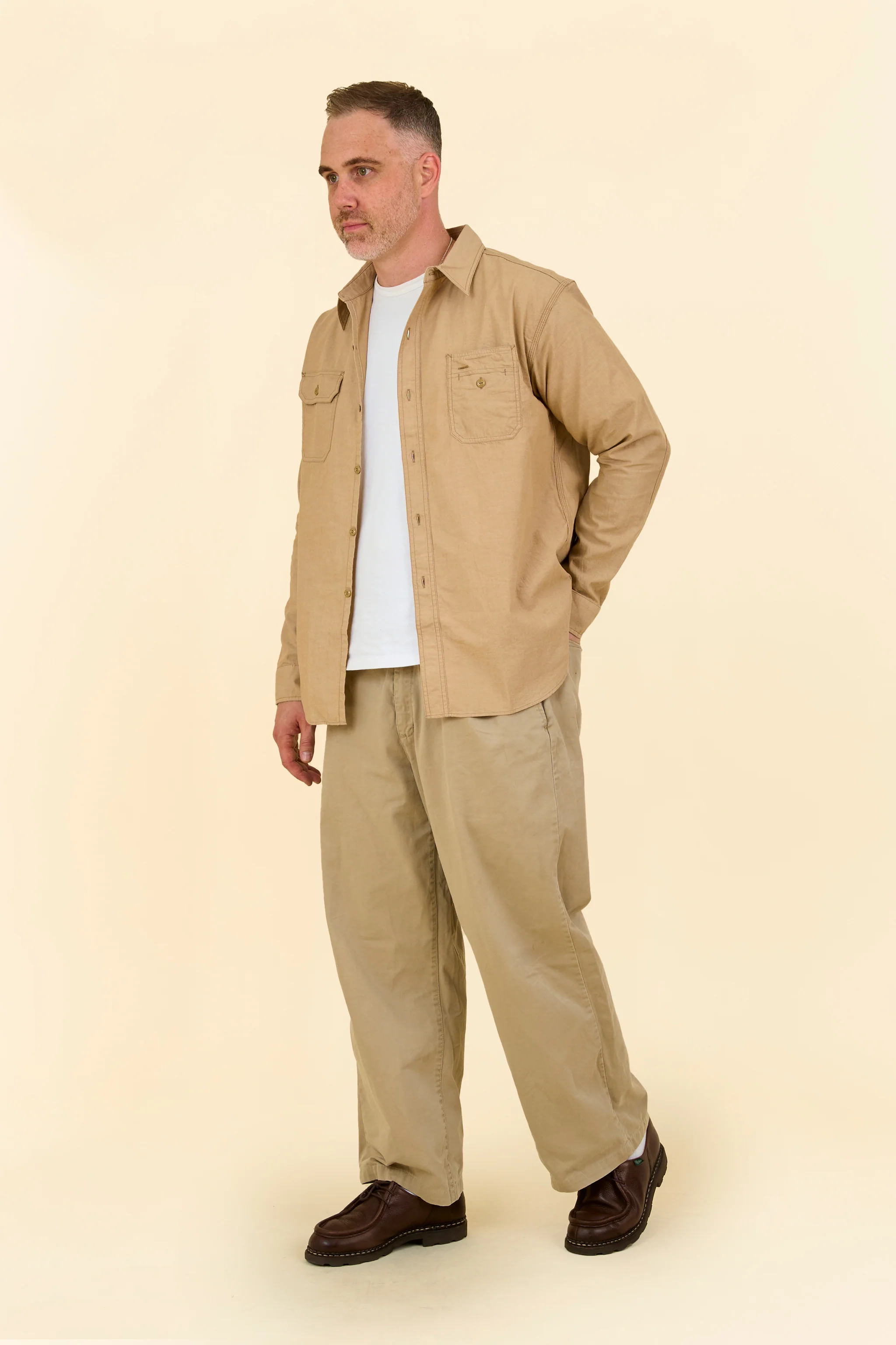Pherrow's 60s Work Shirt - Beige - Image 4