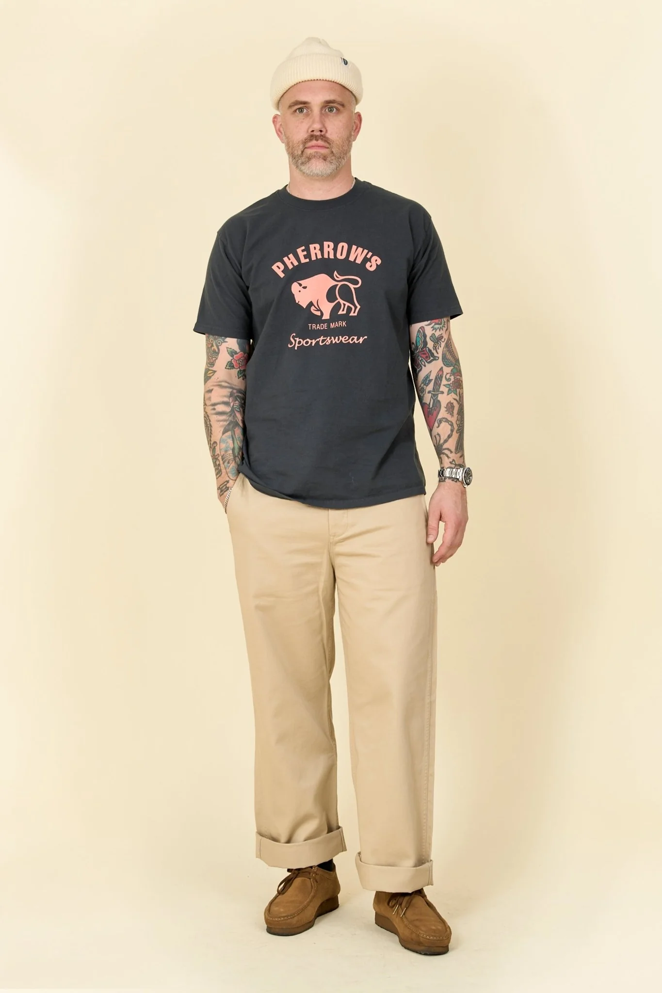 Pherrow's Classic Buffalo Print T-Shirt - Sulphur Black - Image 2