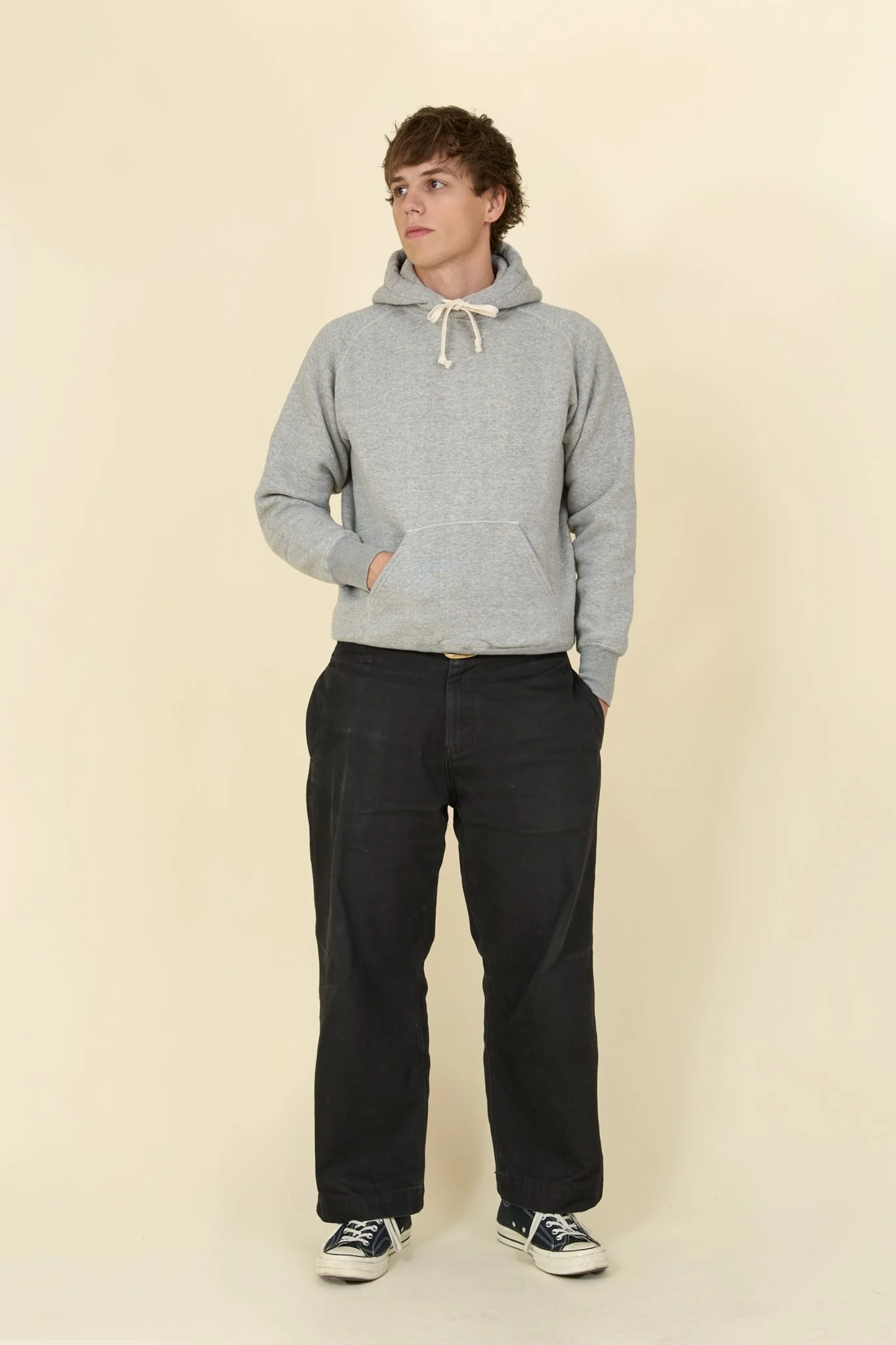 Pherrow's Loopwheel Hooded Raglan Sweatshirt - Heather Gray - Image 2