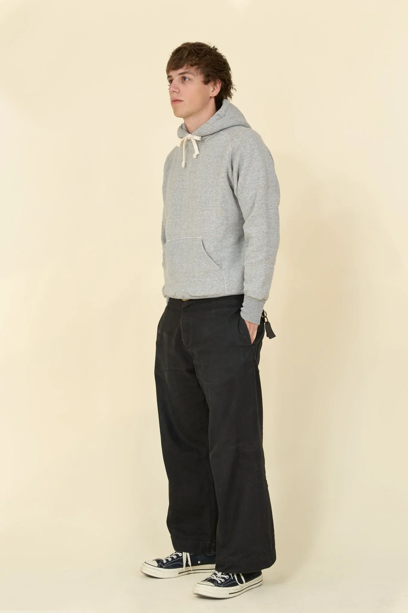 Pherrow's Loopwheel Hooded Raglan Sweatshirt - Heather Gray - Image 4
