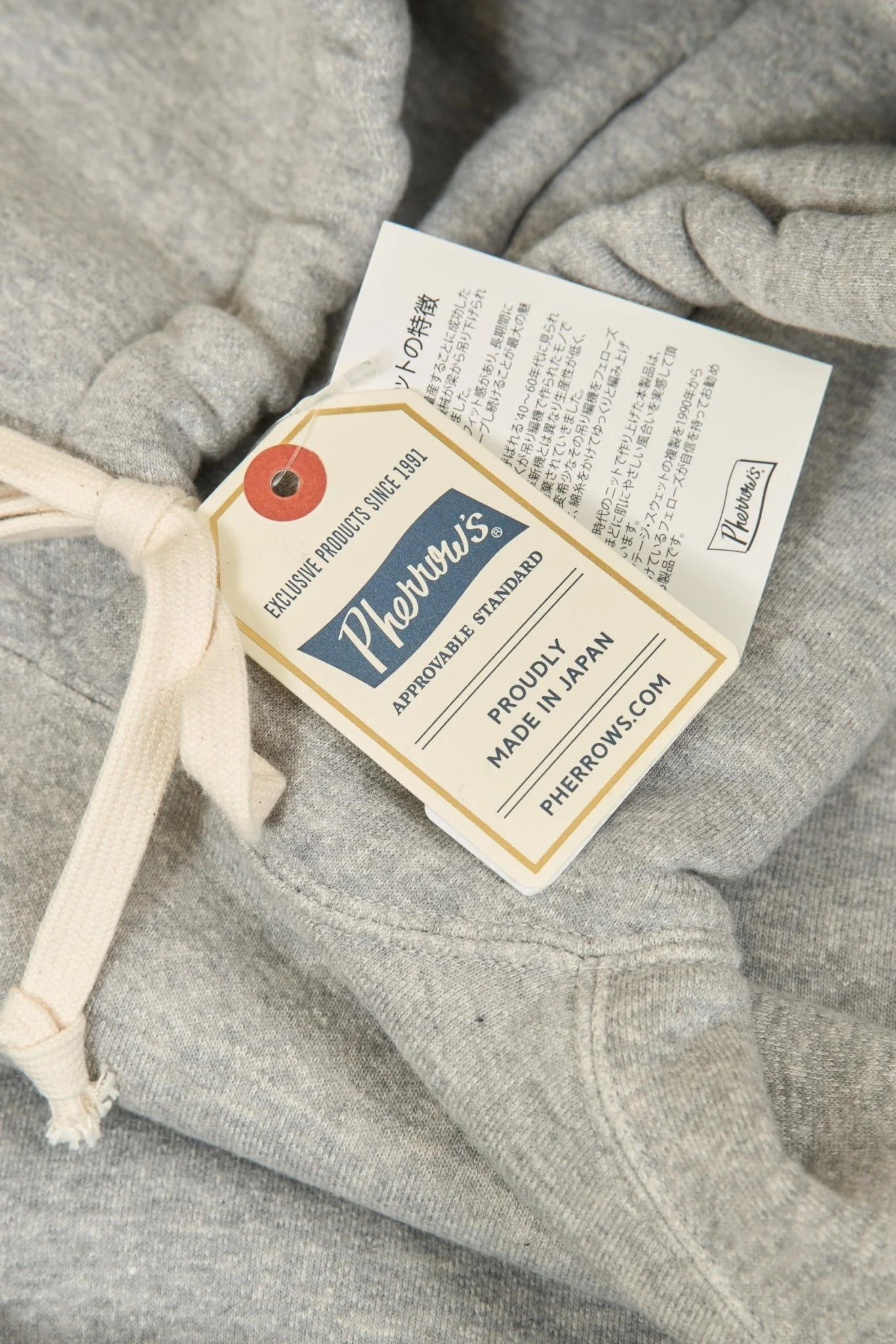 Pherrow's Loopwheel Hooded Raglan Sweatshirt - Heather Gray - Image 7