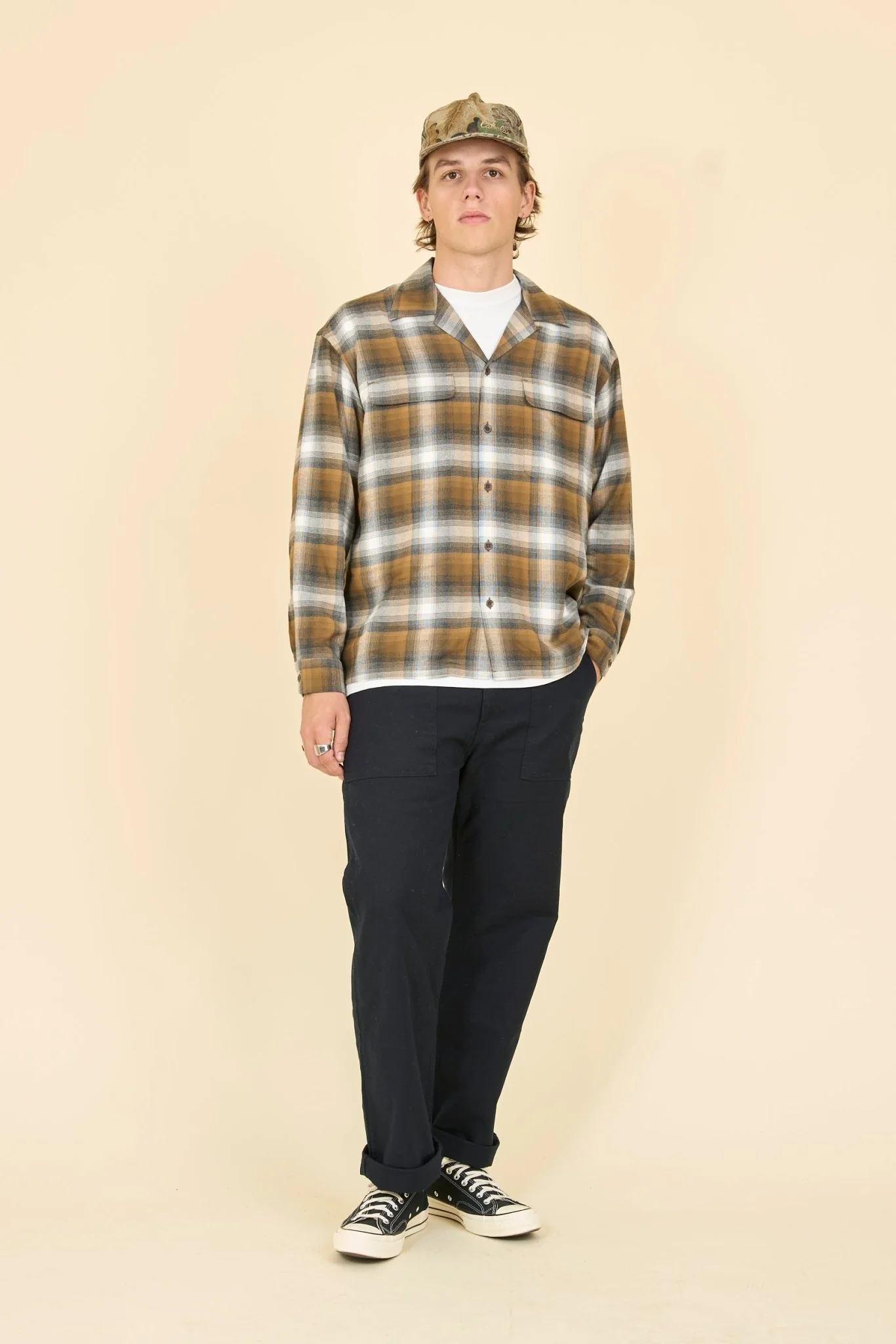 Radiall Belair Open Collar Shirt - Brown - Image 2