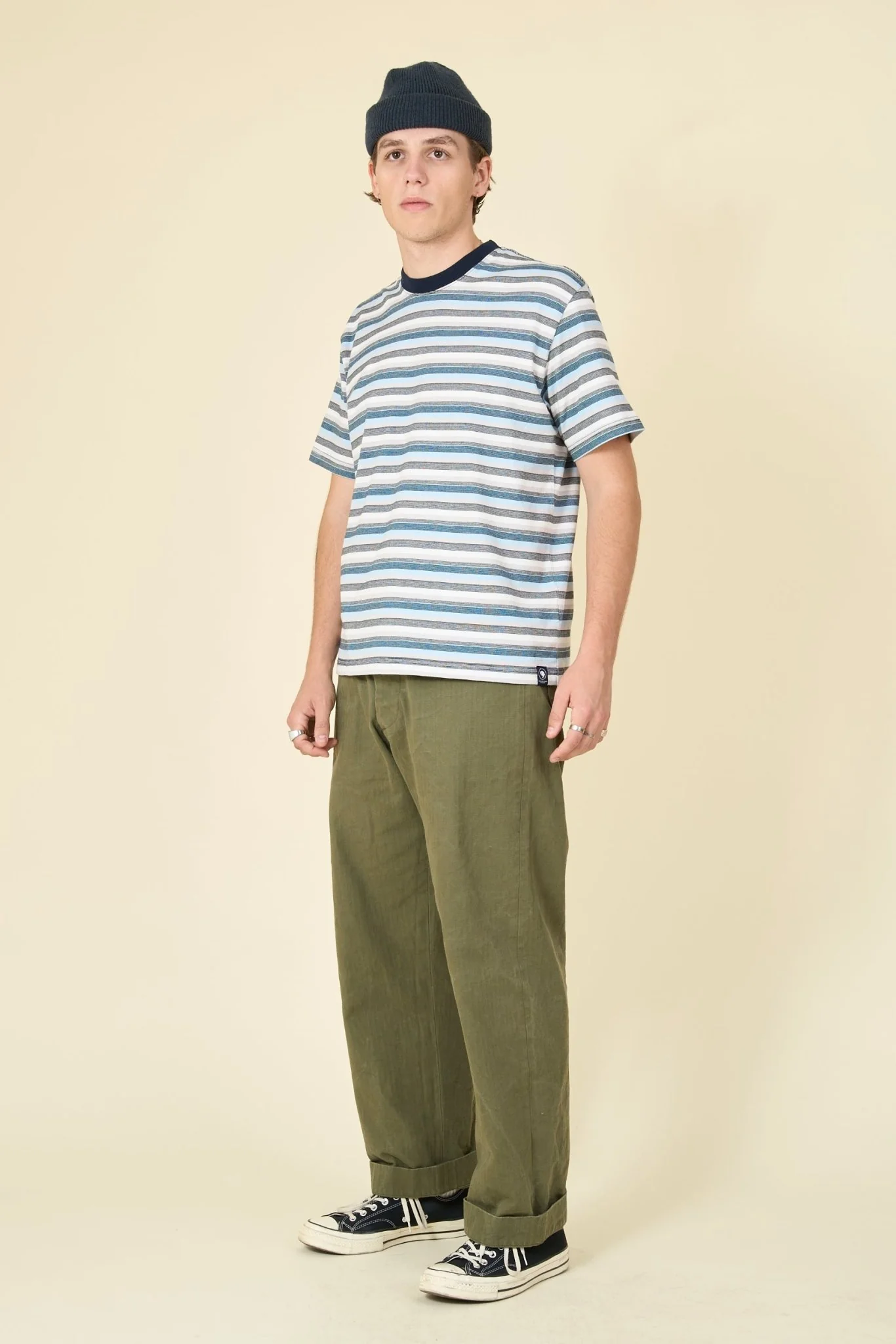 Rats Border Tee - Blue / White / Black - Image 4