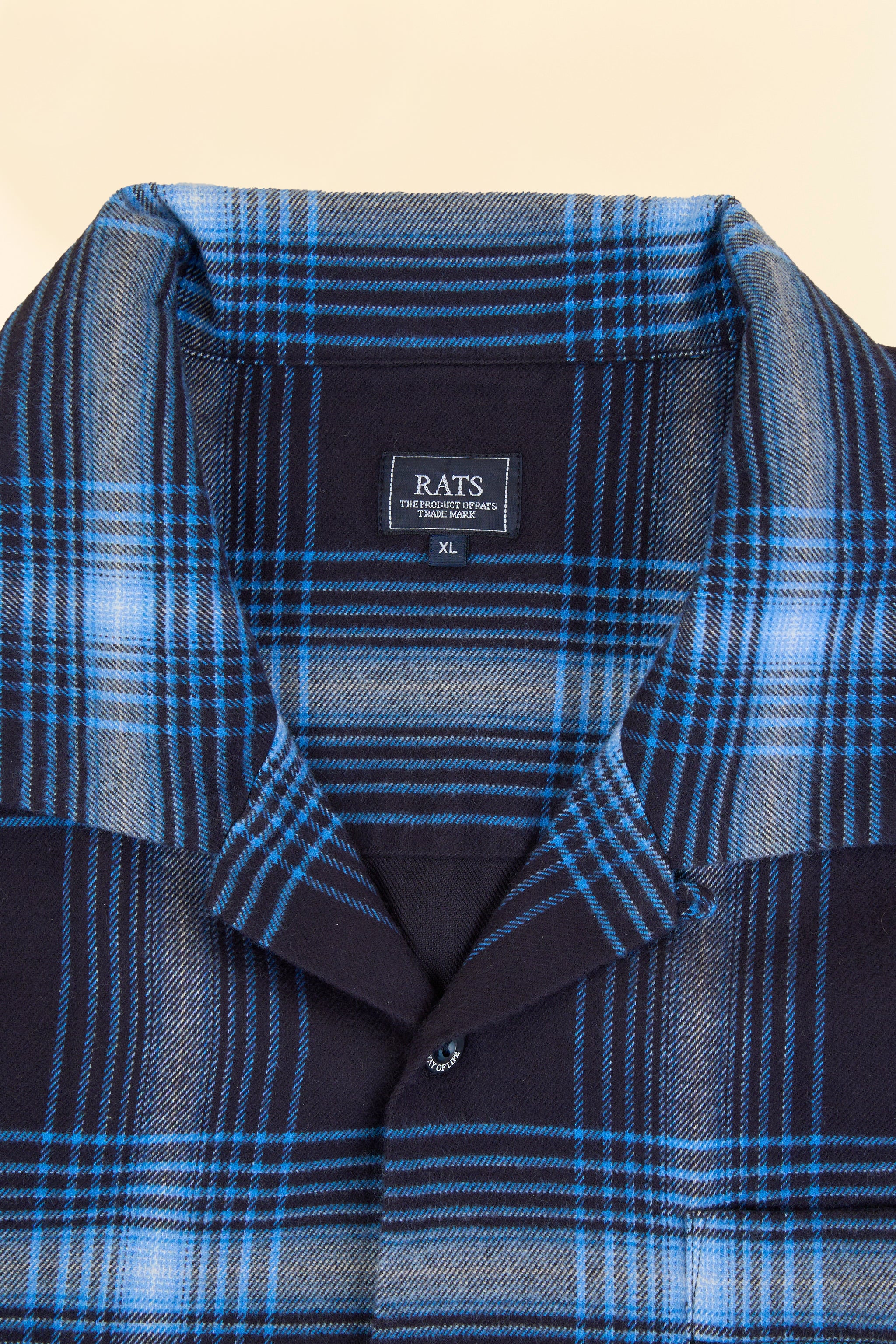 Rats Cotton Rayon Check Shirt - Navy - Image 5