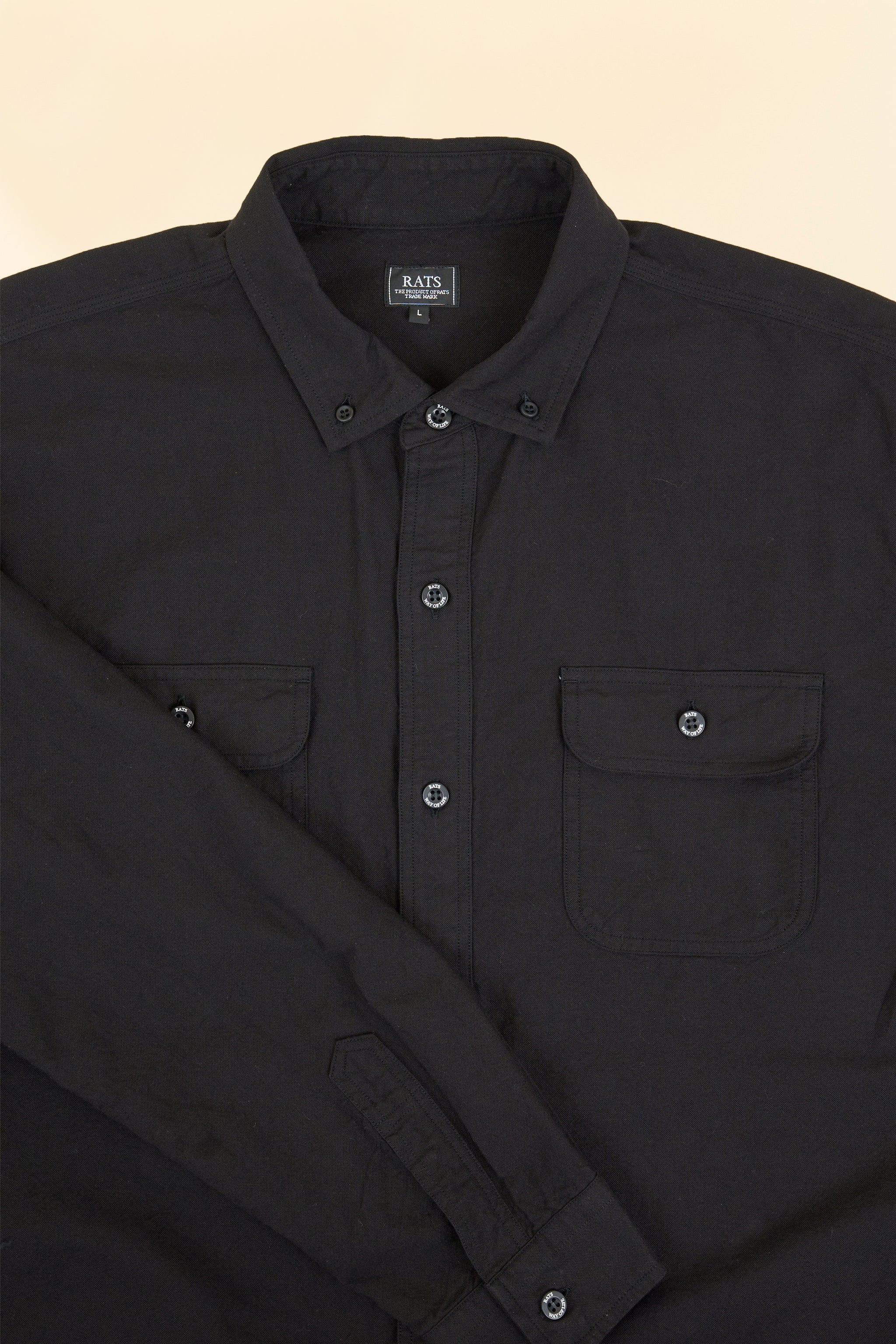 Rats Oxford B.D Shirt - Black - Image 7