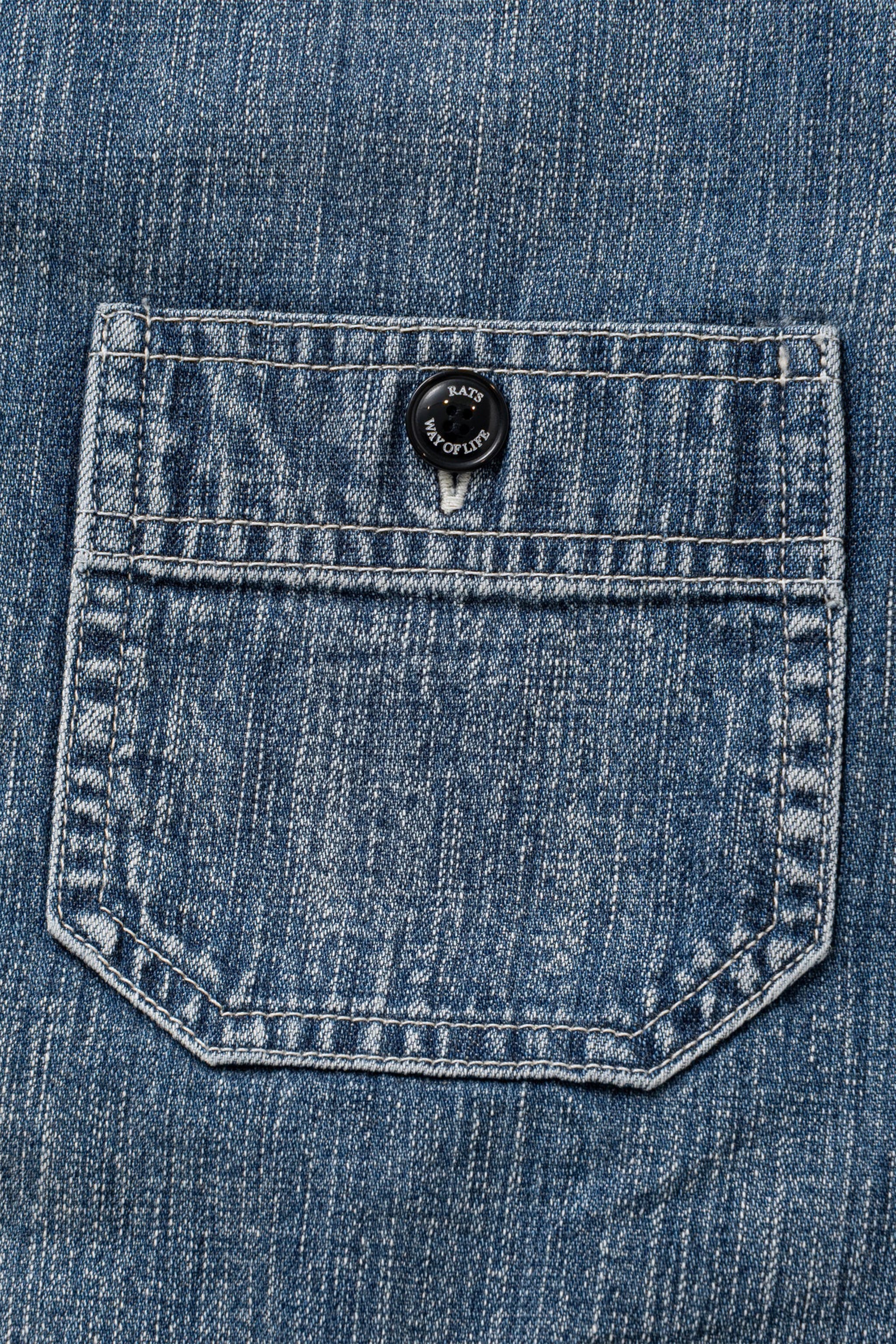 Rats Stand Collar Denim Shirt Indigo - Image 3