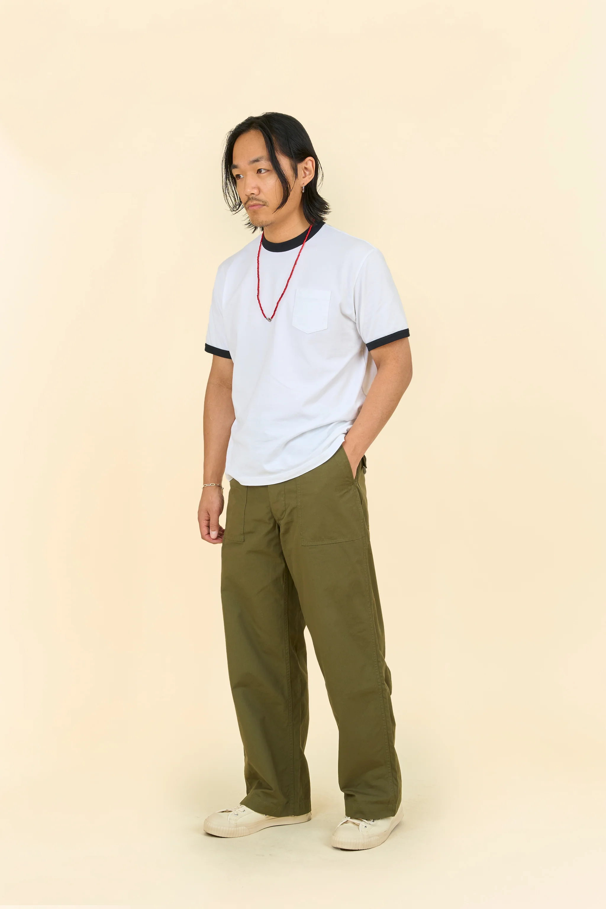 Rats Trim Pocket T-Shirt - White/Black - Image 3