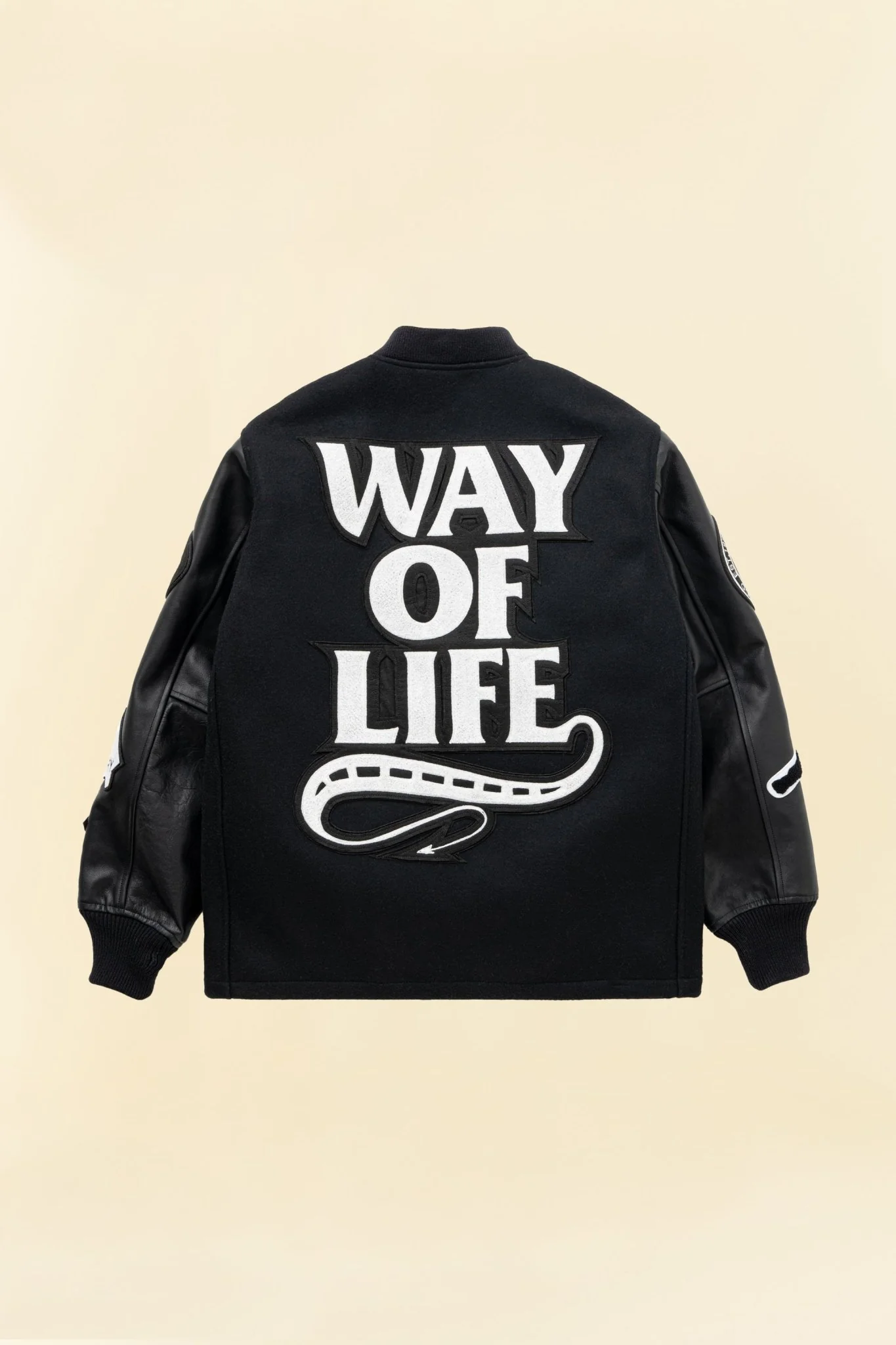 Rats x Neighborhood x WTAPS Melton / Leather Varsity Jacket - Image 11