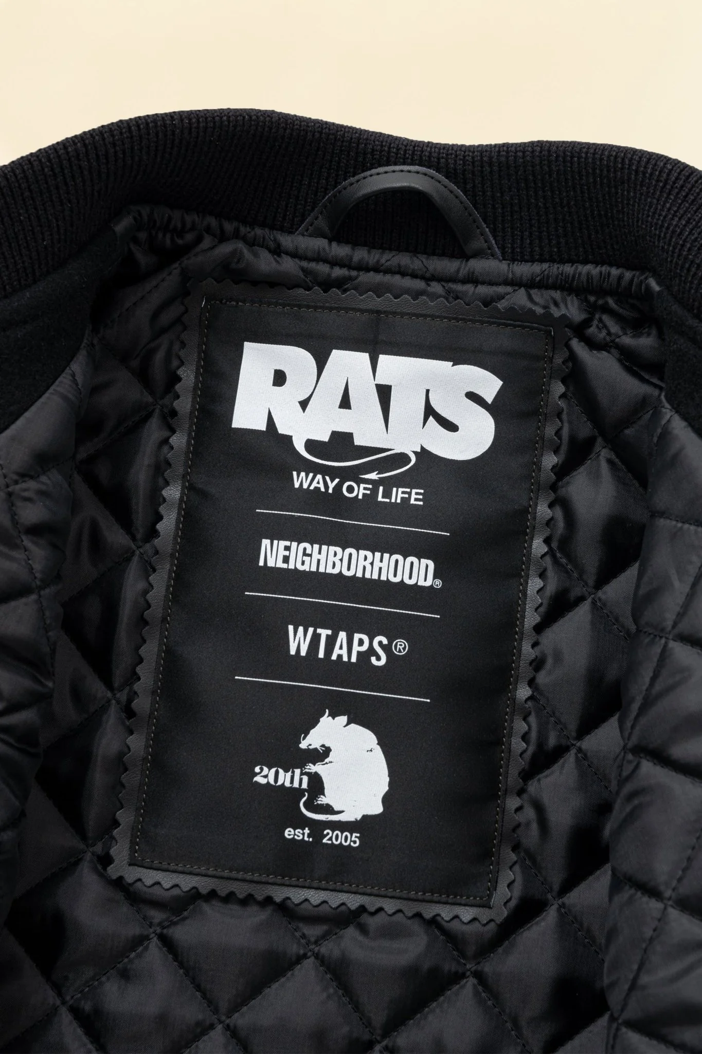 Rats x Neighborhood x WTAPS Melton / Leather Varsity Jacket - Image 3
