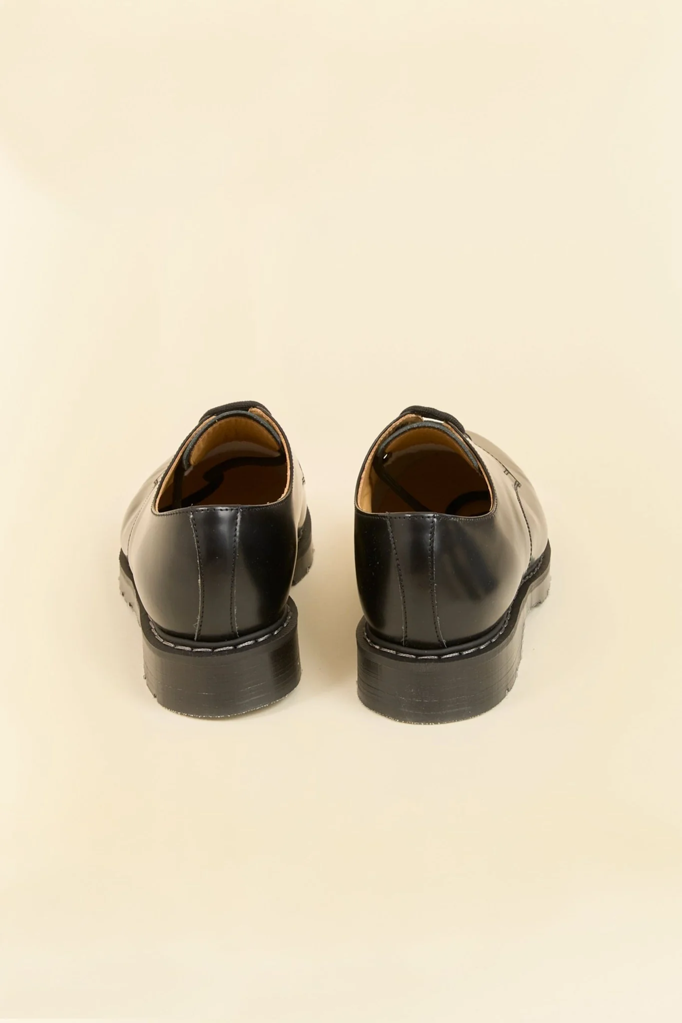 Solovair 3 Eye Gibson Shoe - Black Hi Shine - Image 6