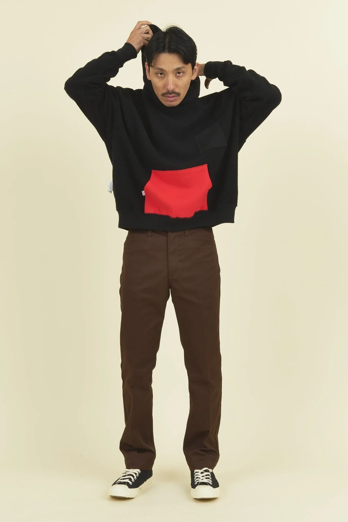 TENBOX Reversible Hooded Sweatshirt - Black / Red - Image 4